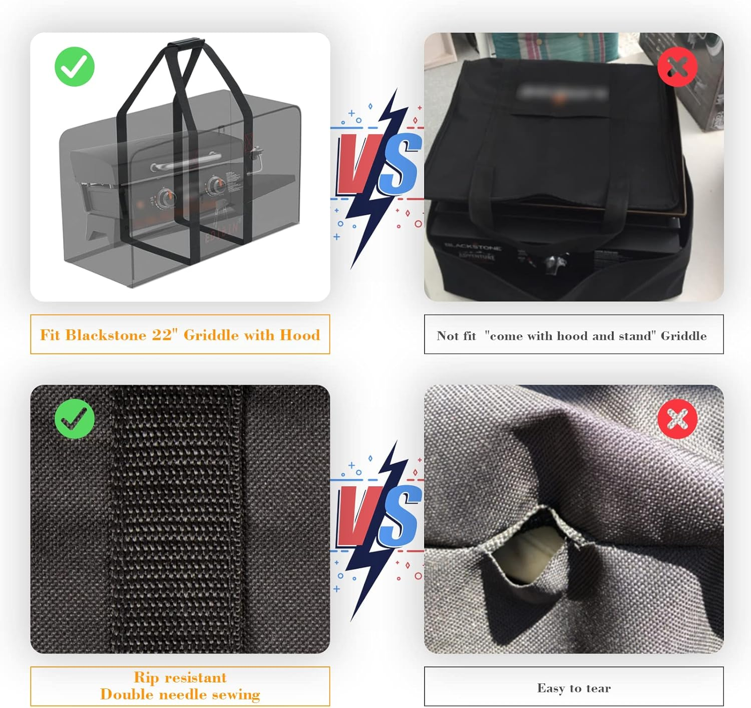 22 Inch Griddle Carry Bag for Blackstone 17 Inch Griddle & 22 Inch Griddle with Hood and Stand, 22" Tabletop Grill Carry Bag for Blackstone 1891 & 1814, Water-Resistant 22" Grill Storage Case image number 3