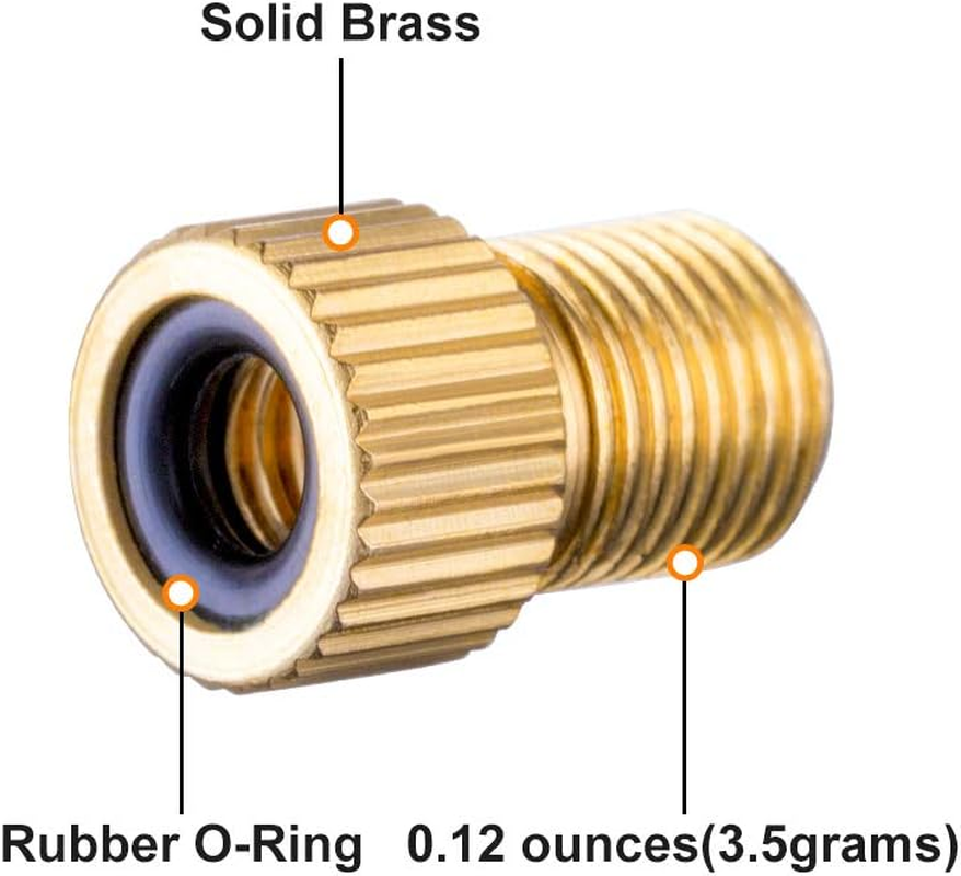 Brass Presta Valve Adapter, Convert Presta to Schrader Adaptor for Bike, Inflate Tire Using Standard Pump or Air Compressor, Tire Valve Caps(2Pcs) image number 1