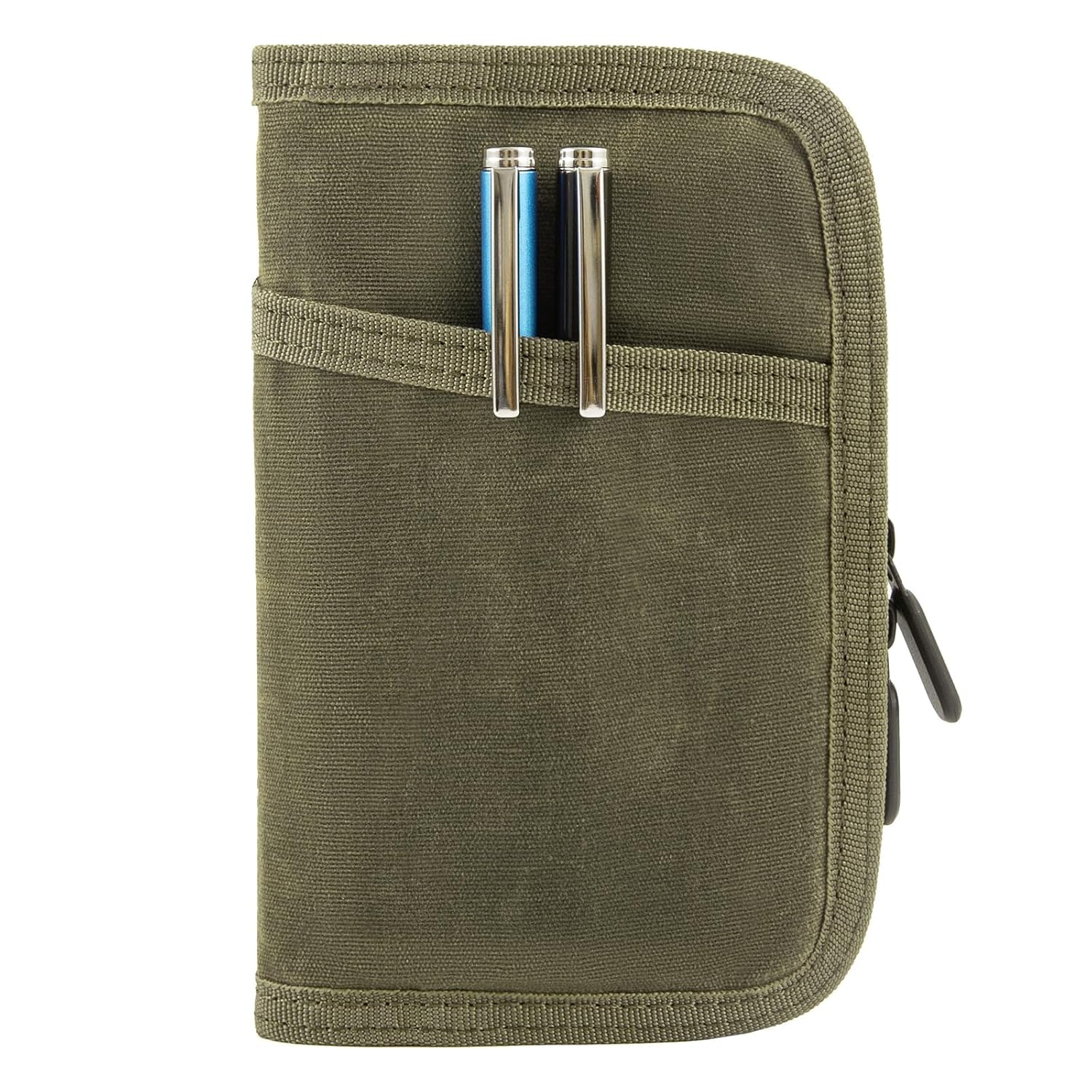 HDBHBH Field Notes Cover for 3.5 X 5.5 Notebooks, Waxed Canvas Journal Cover with Zipper Pen Holder &ndash; Fits Moleskine Cahier & Field Notes, Water Resistant Pocket Planner Cover (Army Green) image number 6