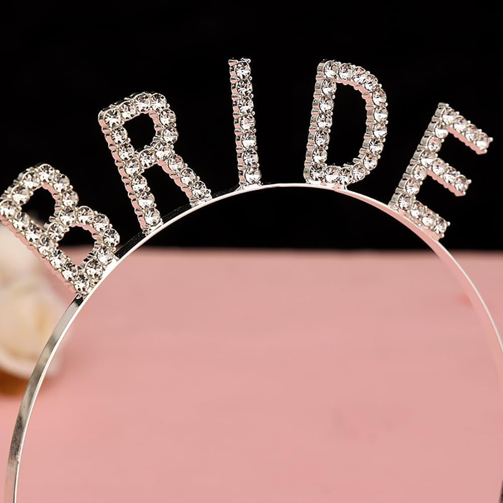 Rhinestone Bridal Headband Hen Night Hair Band Bridal Shower Headpiece Sparkling Crystal Bridal Crown Engagement Party Hair Accessories for Wedding, 12 Cm, Crystal image number 1