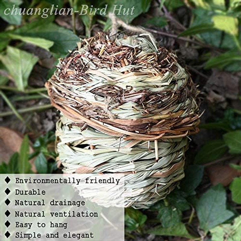 Hand-Woven Teardrop Shaped Eco-Friendly Birds Cages Nest Roosting,Grass Bird Hut,Hanging Bird House,Cozy Resting Place,100% Natural Fiber,Ideal for Birds - Provides Shelter from Cold Weather image number 3