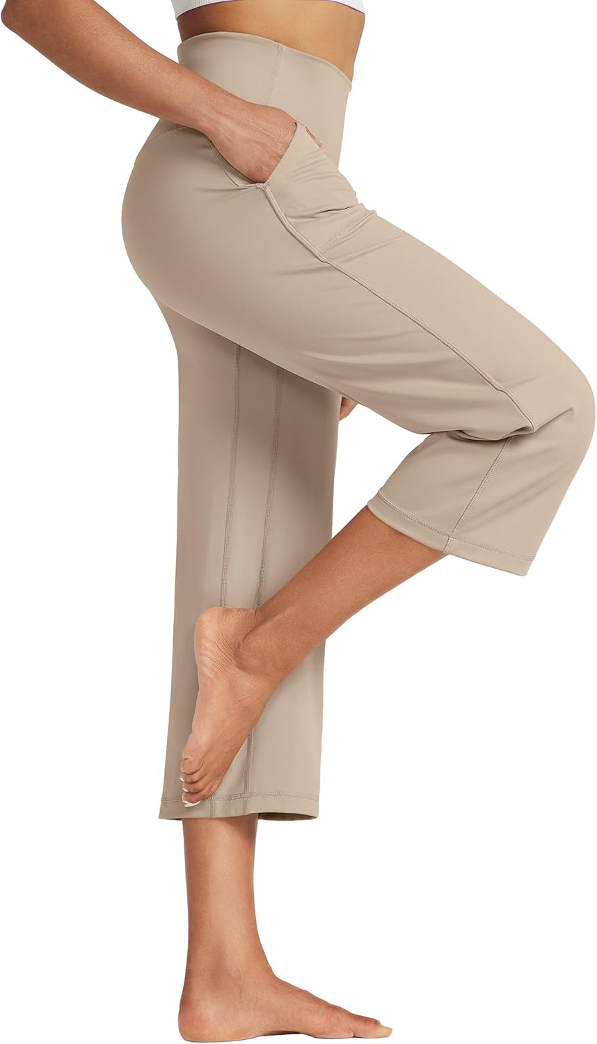 WILLIT Women'S Yoga Capris Pants High Waist Leggings Athletic Exercise Workout Crop Capris Quick Dry Straight Leg 23" image number 7