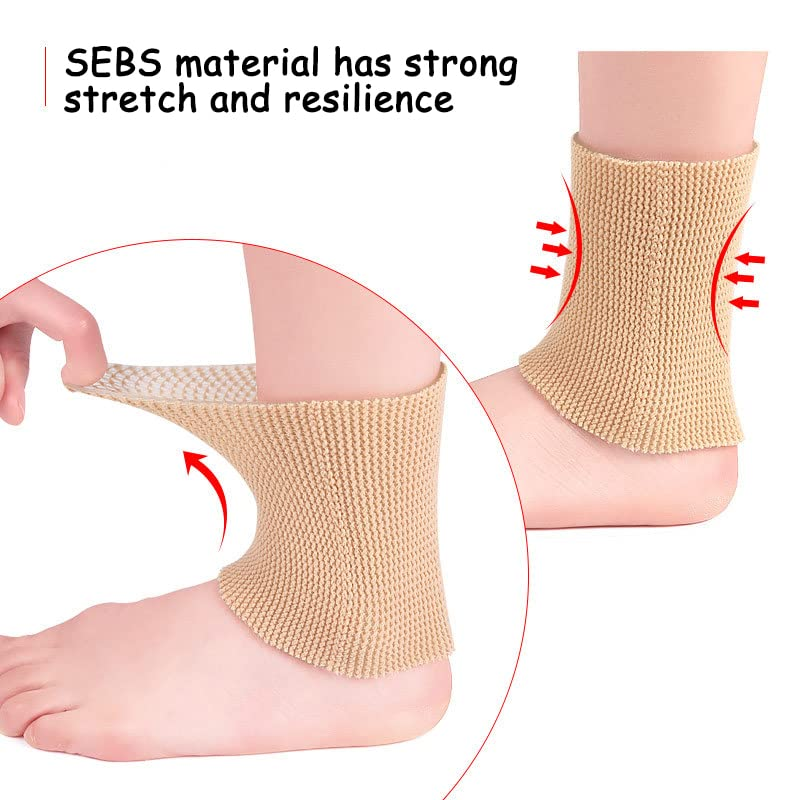 Gel Tubing Ankle Sleeve, 1 Pcs Compression Sleeve Ankle Protector Brace for Figure Skating, Roller, Riding, Free Cutting Foot Support Socks (5 X 3.2 Inch) (Skin) - Skin image number 6