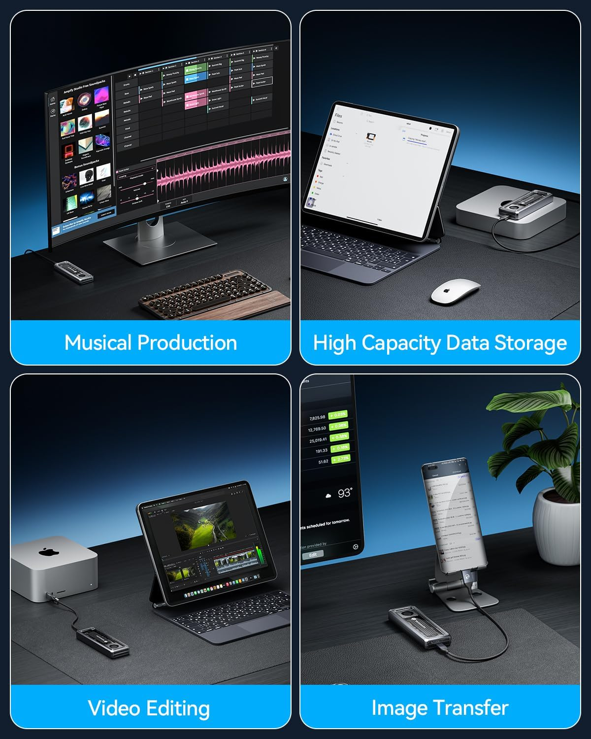 Yottamaster 40Gbps M.2 Nvme SSD Enclosure with Cooling Fan, Tool-Free Aluminum Nvme Enclosure, Support 4TB M.2 Nvme 2230/2242/2260/2280(M Key), Compatible with Thunderbolt 4/3/USB4/3.2 image number 5