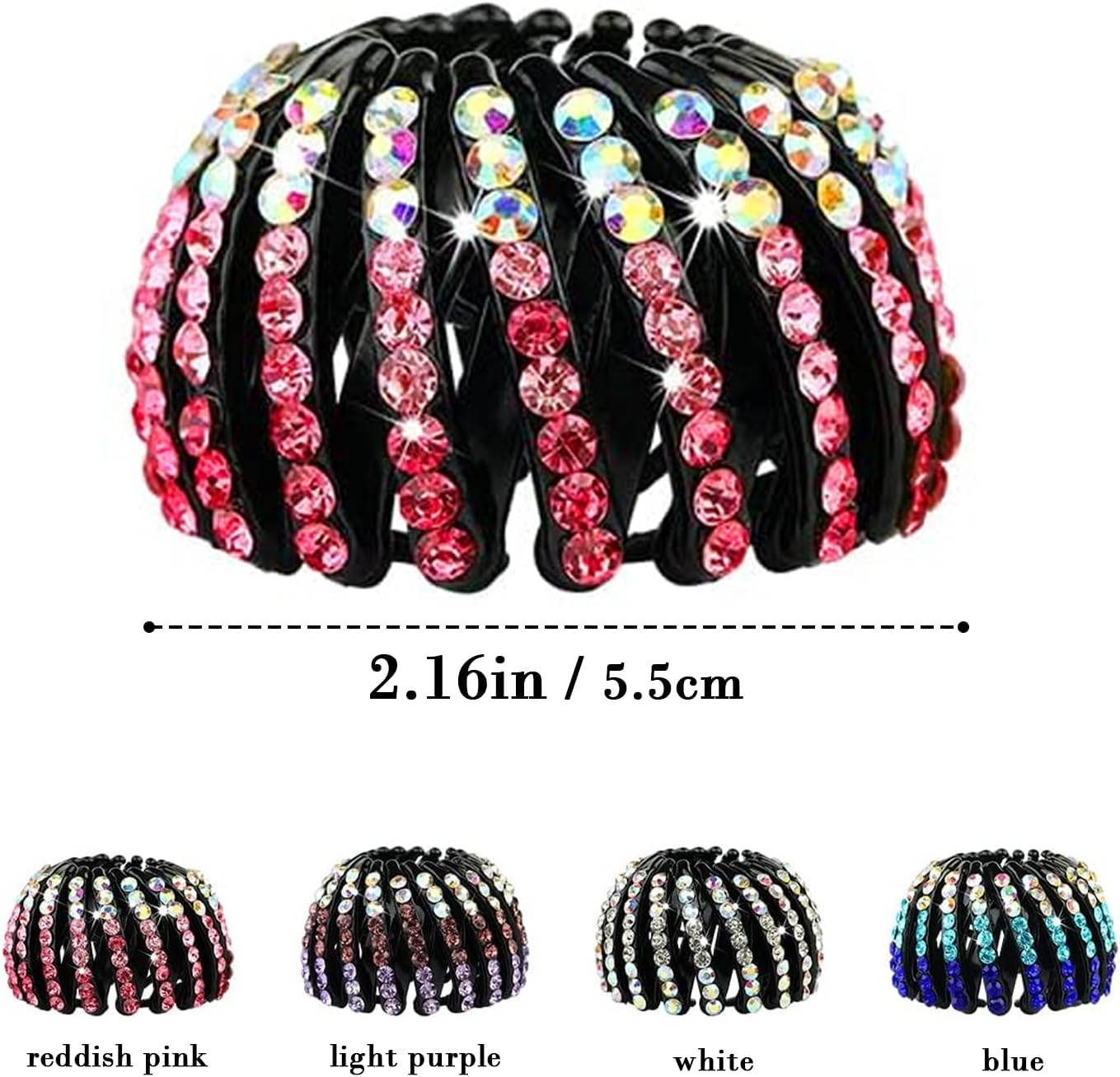 4 Pieces Vintage Bird Nest Hair Clips Rhinestone Expandable Bird Nest Hair Clips Geometric Extendable Hair Loops Ponytail Holder Clip for Girls and Women image number 5