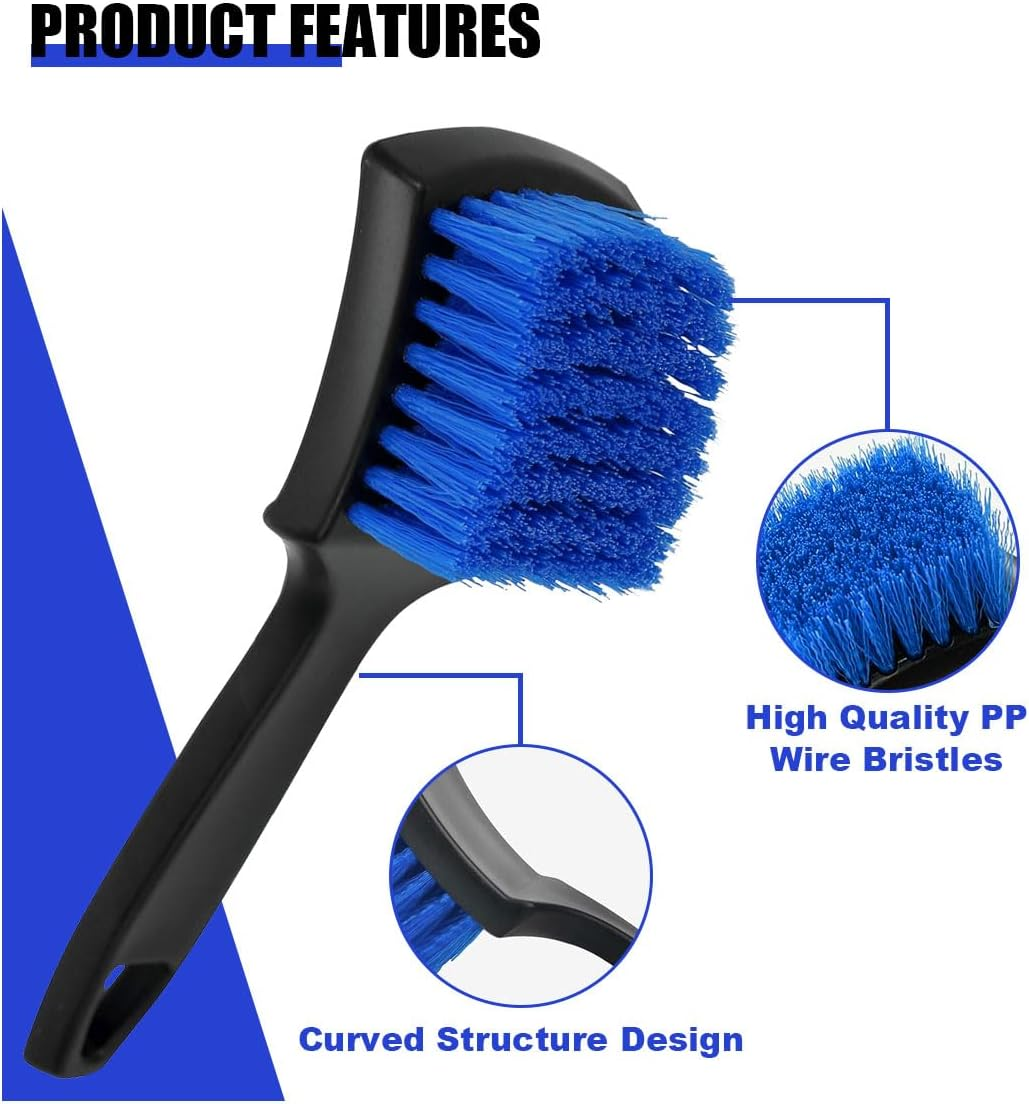 8.3&times;2.5 Inch Carpet Cleaning Brush, Scrub Brush for Floor Mats, Car Wheel Hub Cleaning Brush for Car Interior and Home, Car Wash Brush Automotive Tire Brush with Soft Bristle Short Handle