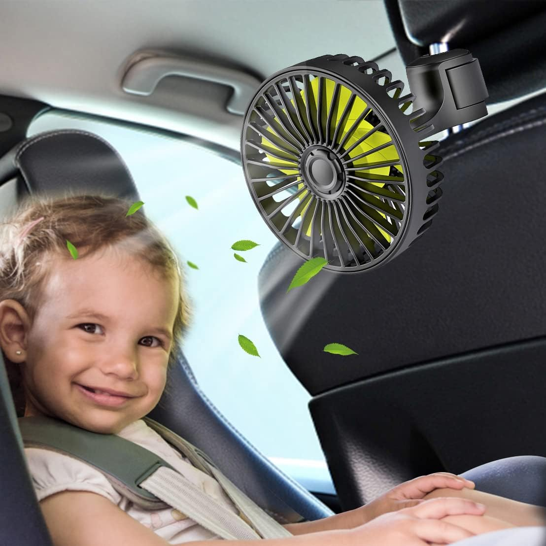 HUENLYEL USB Car Seat Fans for Backseat Baby, Electric 5V USB Car Cooling Fan for Car Rear Seat Baby Kids Passengers(Usb Powered Only, No Battery) image number 1