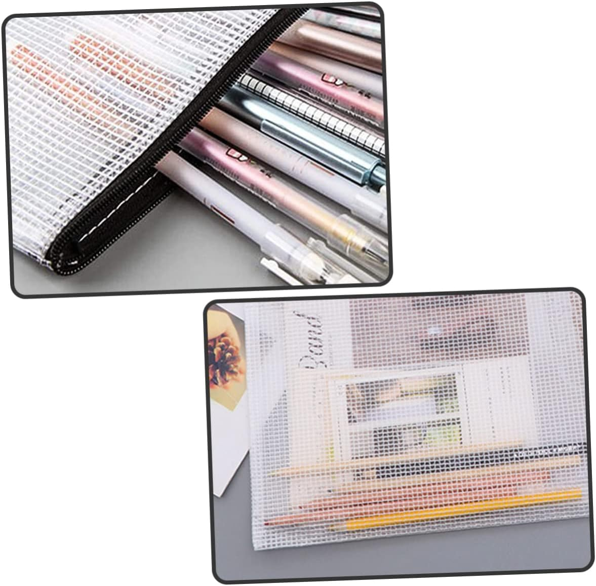 NAMOARLY 10Pcs Mesh Zipper Pouches Document Bags Plastic Folders for Office Large Storage Zip File Bags image number 3