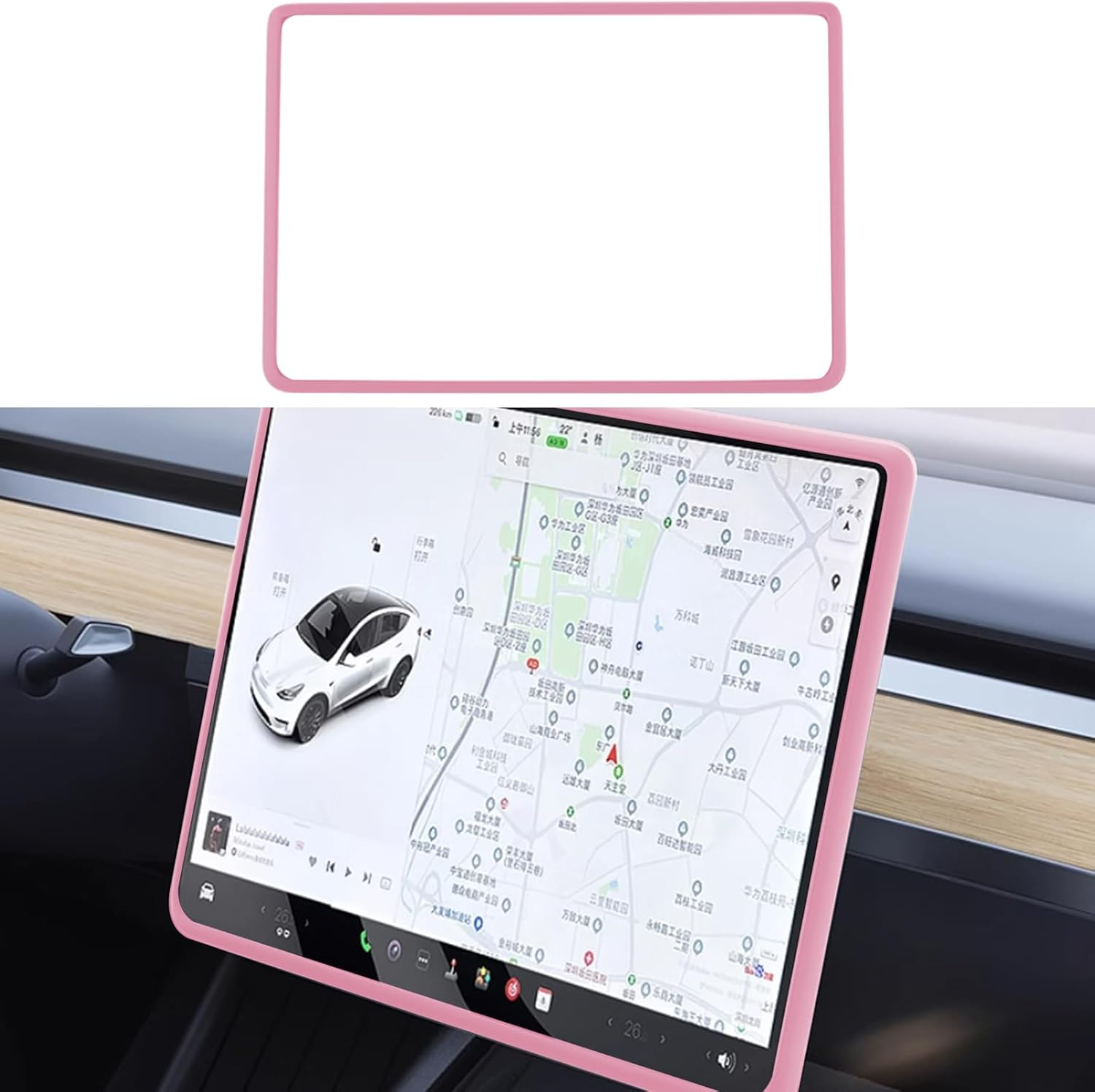 Screen Edge Protector Trim Frame Compatible with Tesla Model 3 Highland Model Y Juniper 2025 2024 2023 2022 2021 2020 Interior Center Console Cover Decor Strip Decorations Trim Accessories (Black) - Gray image number 5