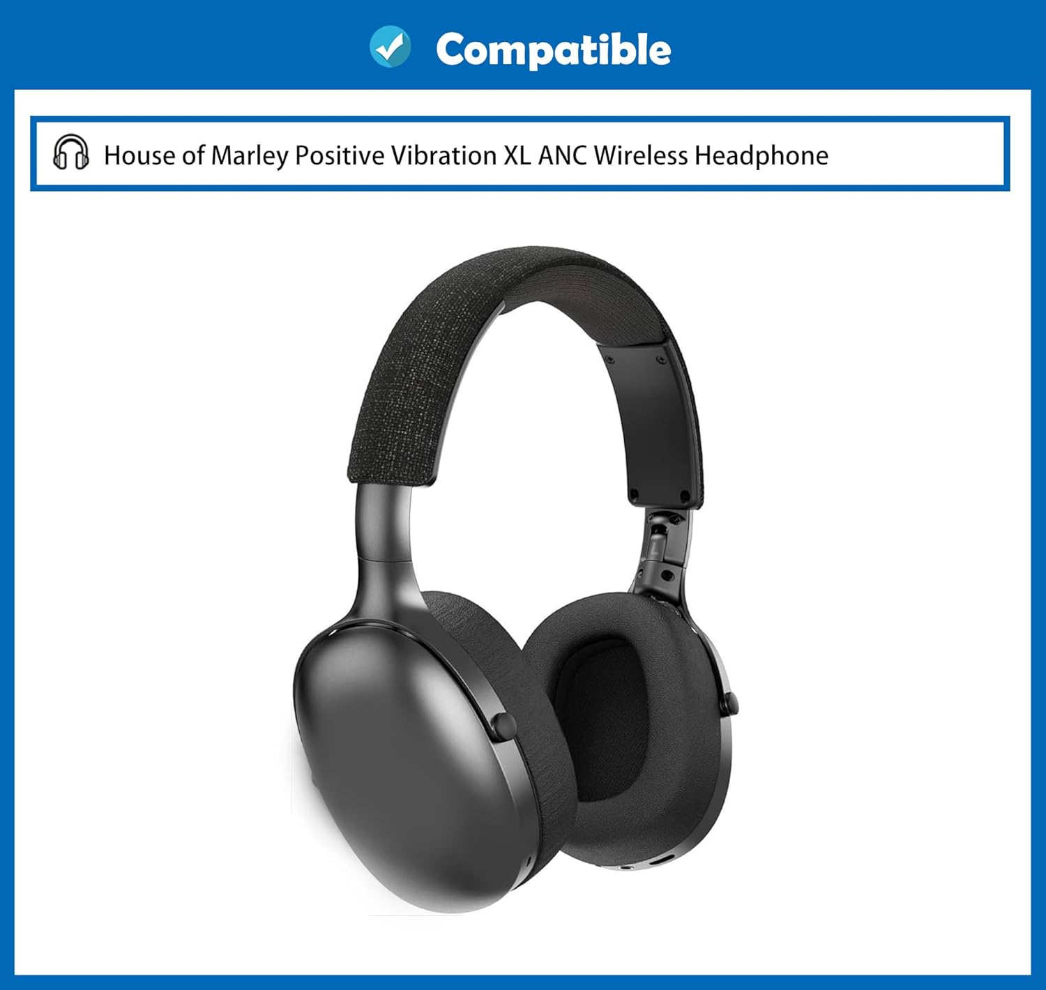 Dowitech Breathable & Durable Replacement Ear Pads Compatible with House of Marley Positive Vibration XL ANC Wireless Headphones Ear Pads with Mesh Fabric and Memory Foam