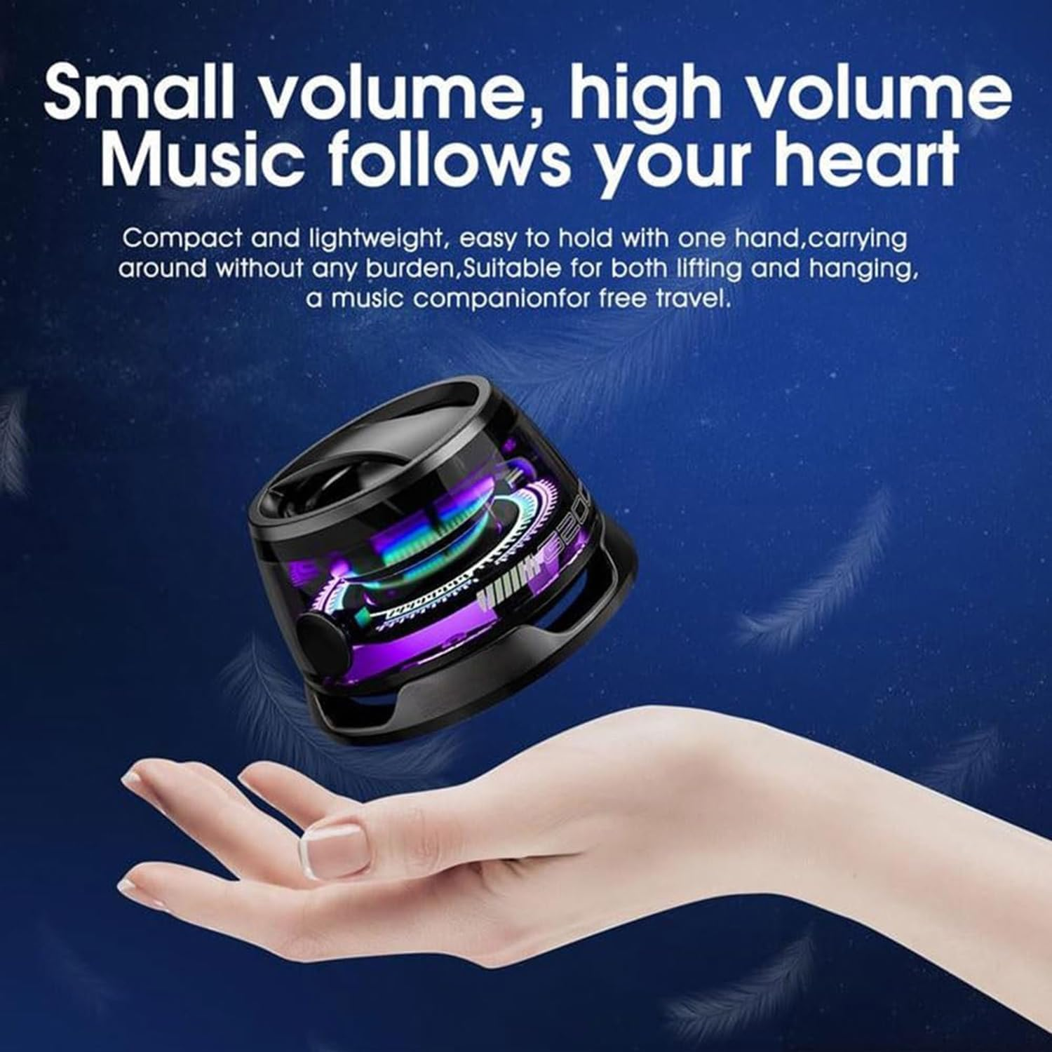 Multifunctional Magnetic Bluetooth Speaker Portable Wireless Speaker with Dynamic Multi-Color RGB Lights, Waterproof Design and Strong Magnetic Base for Outdoor Travel, Camping, and Home Use image number 2