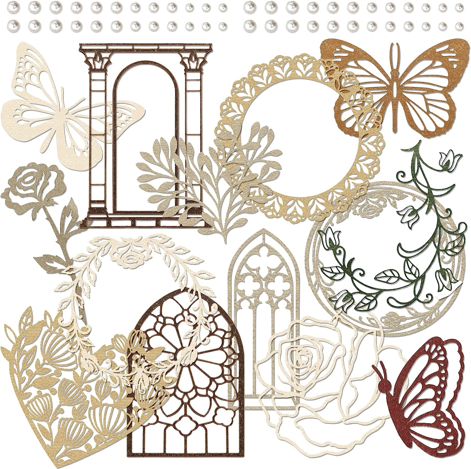 6 Packs Paper Lace Cutouts Vintage Lace Paper Frame Decorative Paper Die-Cut Paper Border with Pattern Printed Paper Lace Doily for Scrapbooking Journaling Card Making Crafts (Dream) image number 4