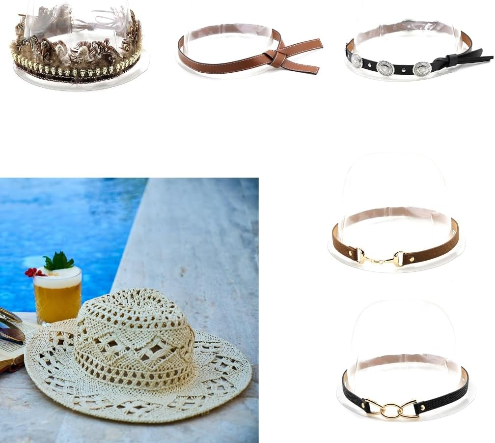 Zaviftie Western Hat Band for Fedora Hat Bands Cowboy Hat Bands Leather Hat Bands for Men Western Hat Belt Bands Straw Hat Bands (6, ONE SIZE) image number 2