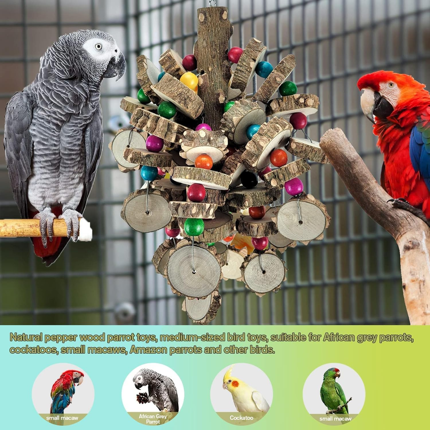 Bird Toys, Bird Large Parrot Toys, Natural Pet Bird Chewing and Chewing Toys for Amazon Parrots, African Gray Parrots, Macaws and Other Medium and Large Birds image number 3