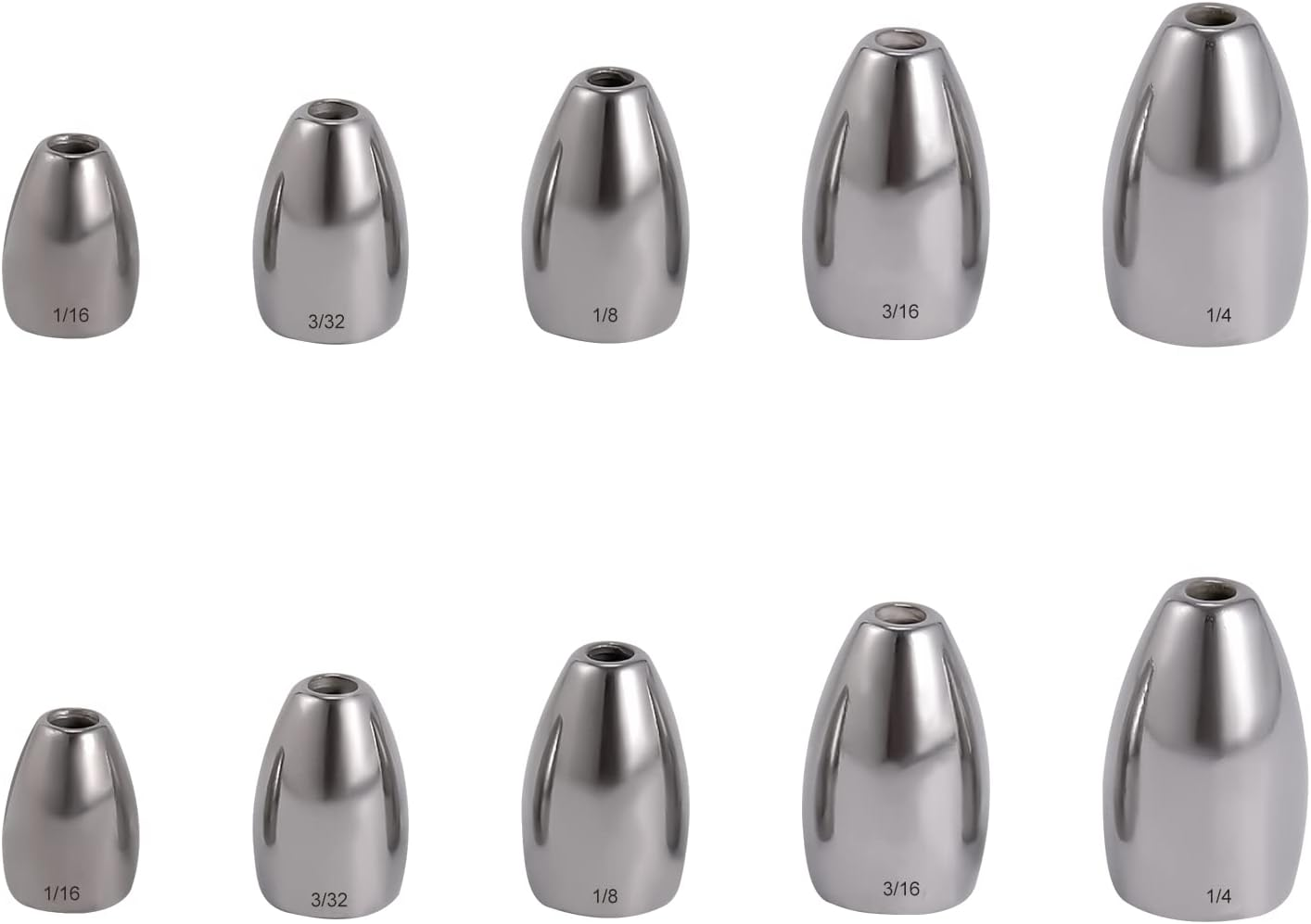 SAVITA 10Pcs Tungsten Fishing Weight Kit, 1.8/2.7/3.5/5.3/7G Fishing Weights Bullet Sinkers Reusable Fishing Weights Drop Shot Assortment Kit for Bass Saltwater Freshwater (5 Sizes) image number 5