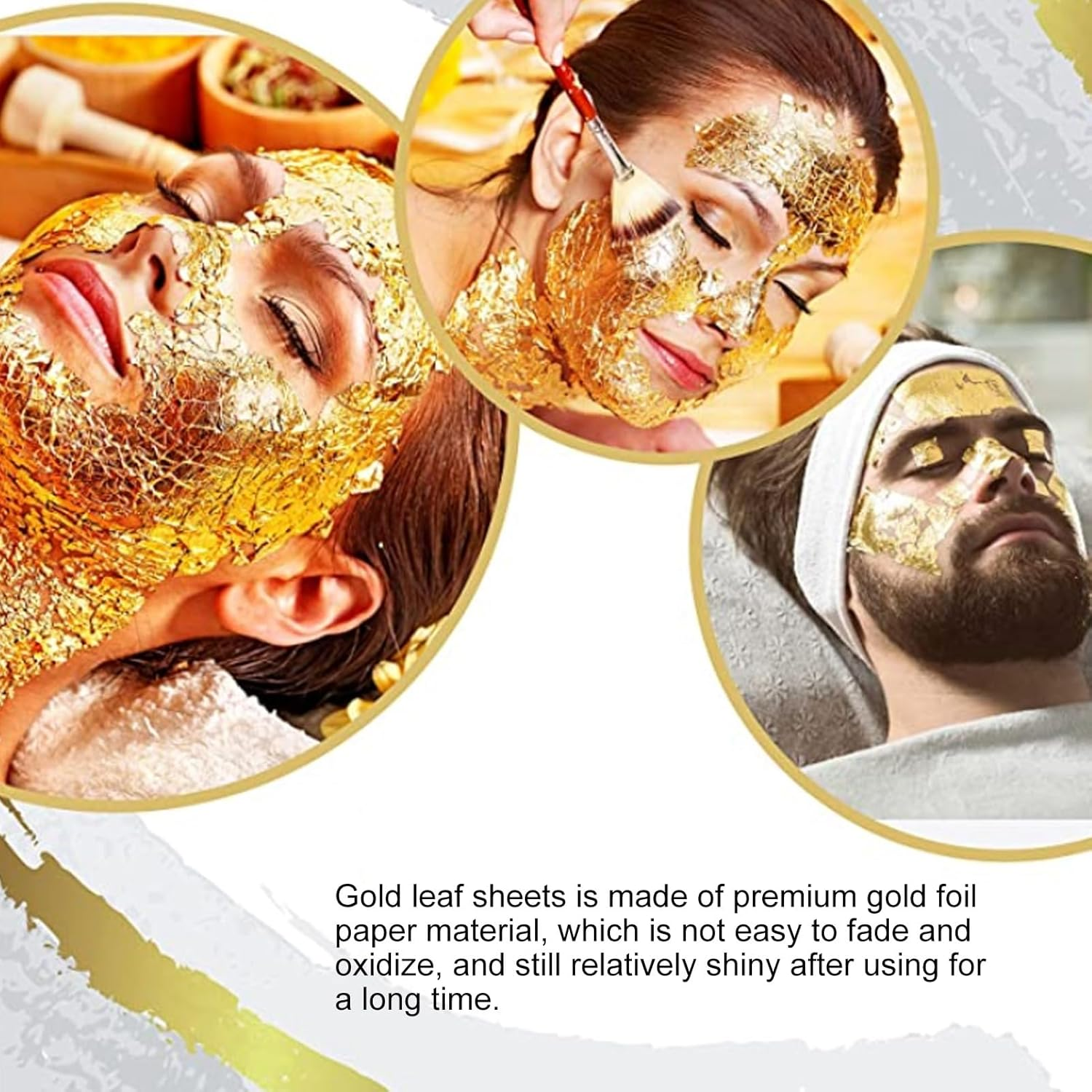 500Pcs Fashionable Gold Leaf Sheets for Arts Gilding Crafting Decoration, Premium Material, 9X9Cm, for Home Decor image number 5