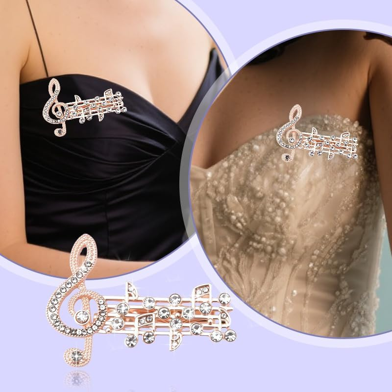 Rhinestone Music Note Brooch Pin for Women Gold Music Clef Brooches for Music Lovers Student Teachers Graduation Musical Themed Gift Pianist Singer Musician Christmas Birthday Gifts image number 1