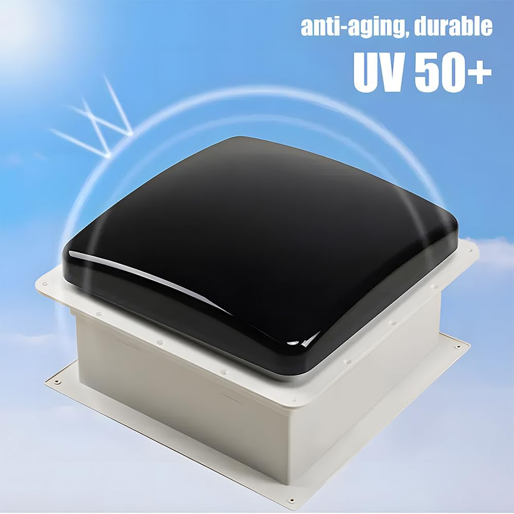 ALSTON 12V Caravan Vent Shower Roof Vent with LED Lights and Tinted Lid, Trailer Shower Roof Hatch Motorhome Air Ventilation Roof, Low Profile Reverse Airflow Manual Lift image number 4