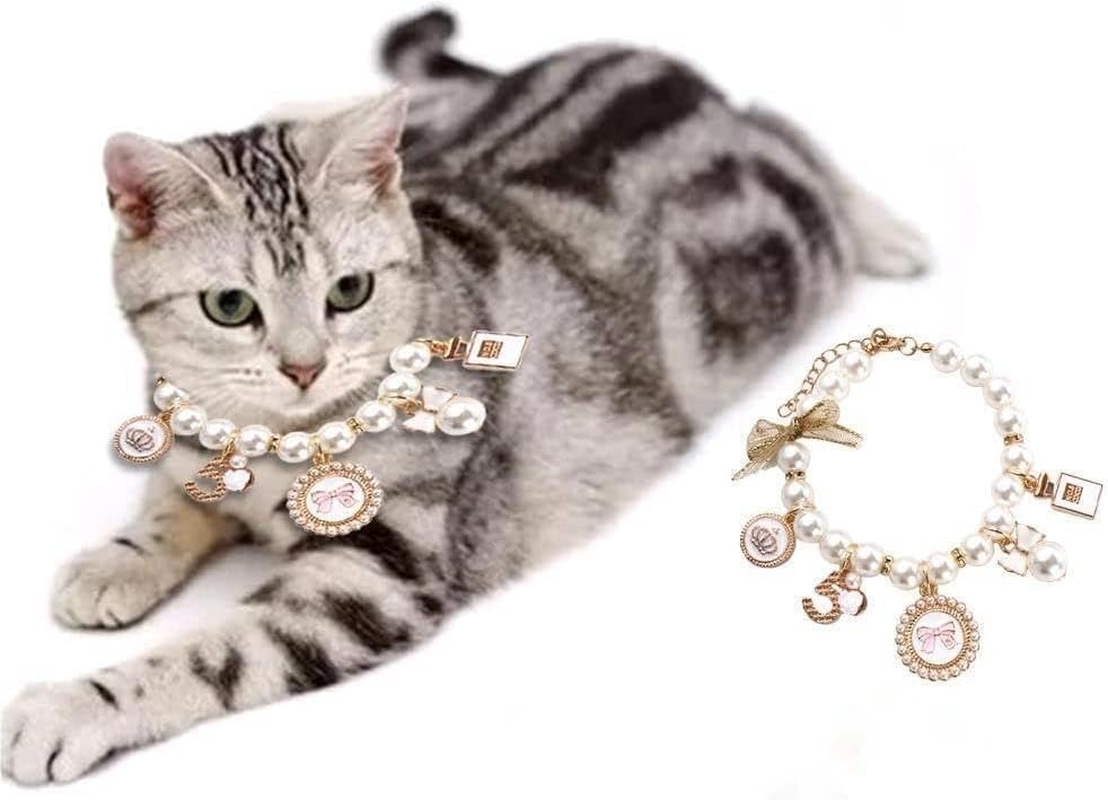 Baolaili Dog Pearl Collar Princess Bow Necklace for Dogs (M)