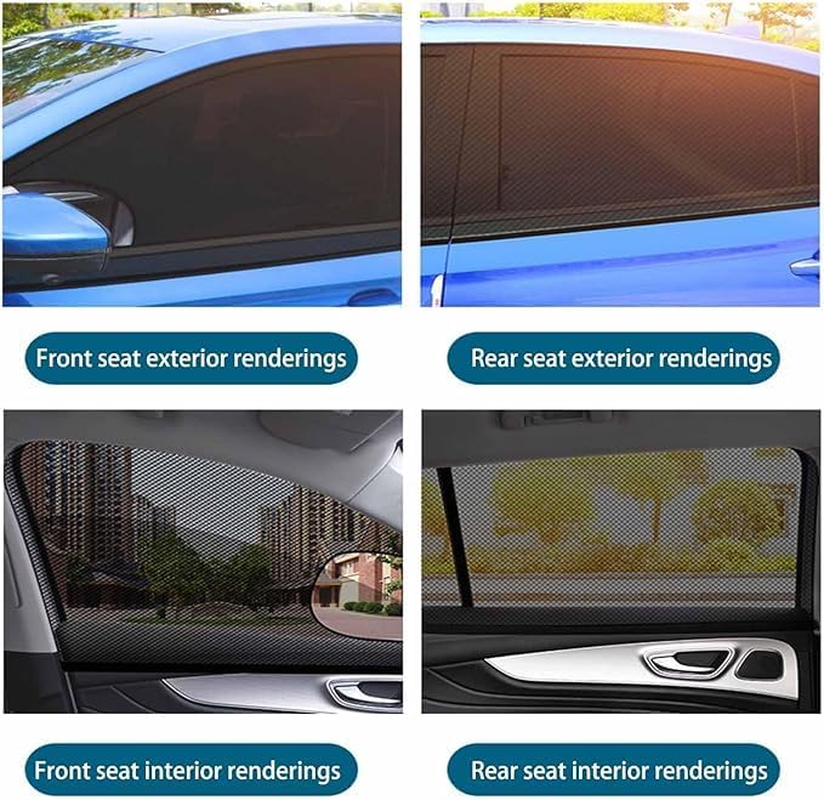 4Pcs Stretchable Breathable Sunshades for Car Windows - Sun Shade Curtain, Soft Rear Side Window Cover, Privacy Curtains, Mesh Side Window Cover image number 2