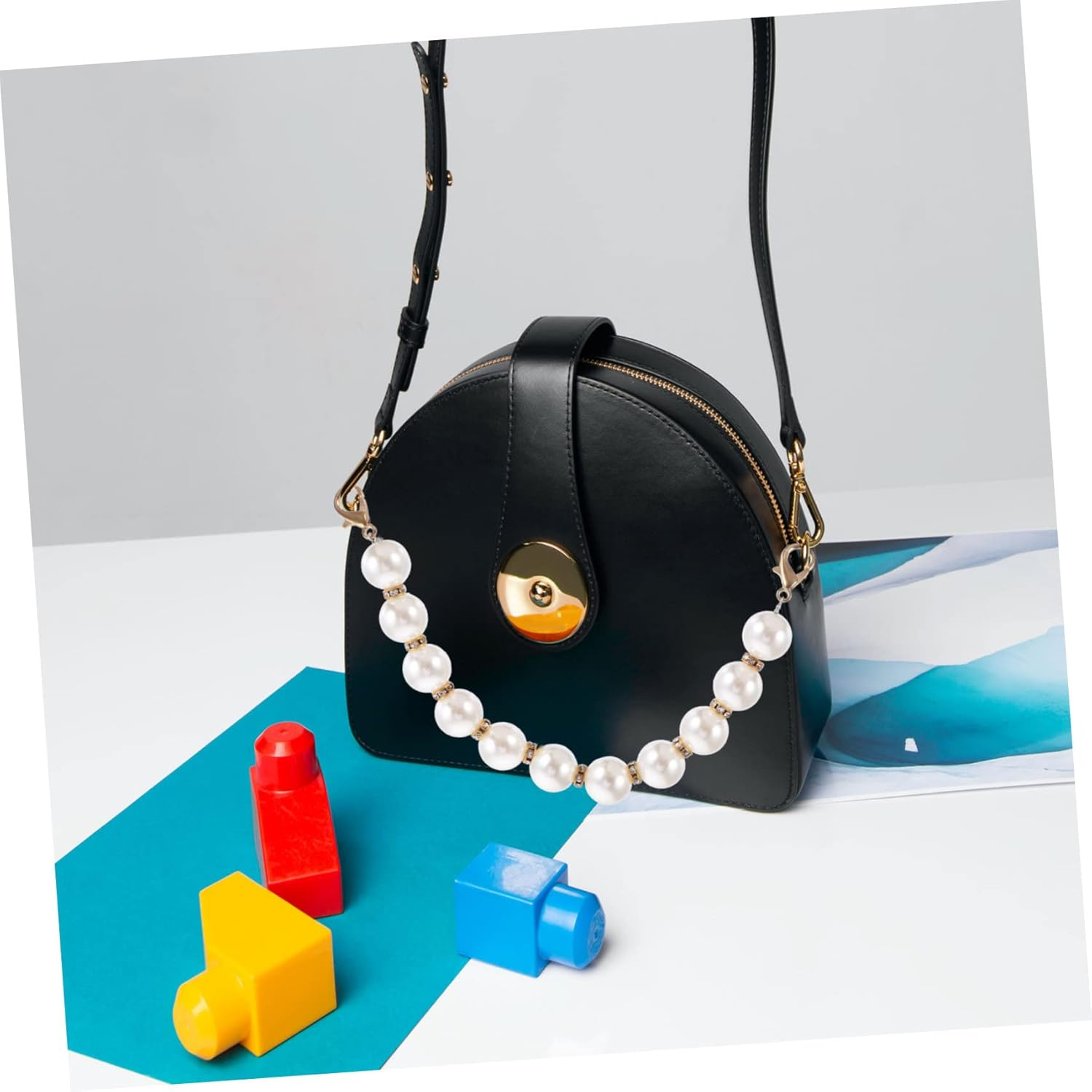 Hohopeti Metal Pearl Chain Luggage Straps Belts for Women Clutch Bags Handbag Strap Suitcase DIY Purse Chain Replacement image number 1