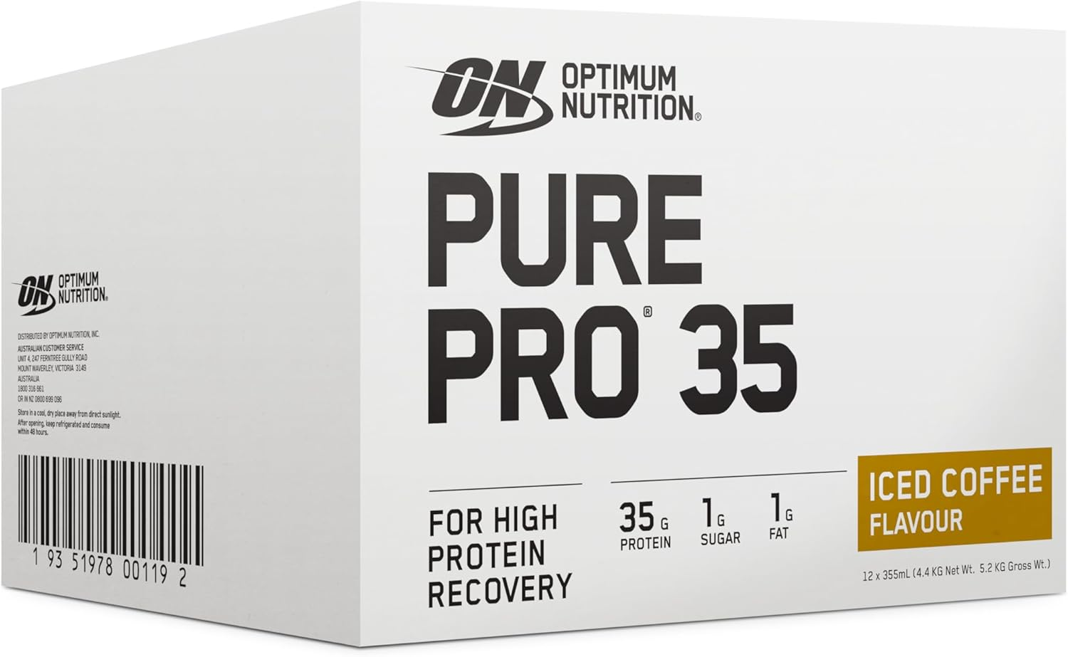 OPTIMUM NUTRITION Pure Pro 35 Protein Drink, Vanilla Flavour, 355Ml, 12 Pack image number 4