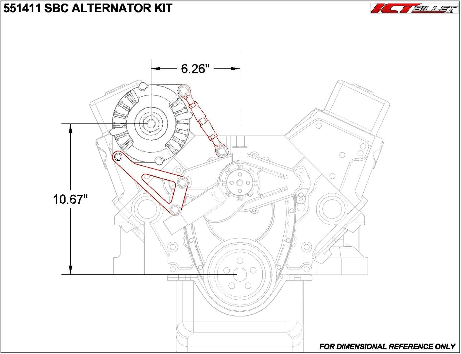 SBC Billet Adjustable Alternator Power Steering Bracket Kit LWP Chevy Small Block 551476 image number 6