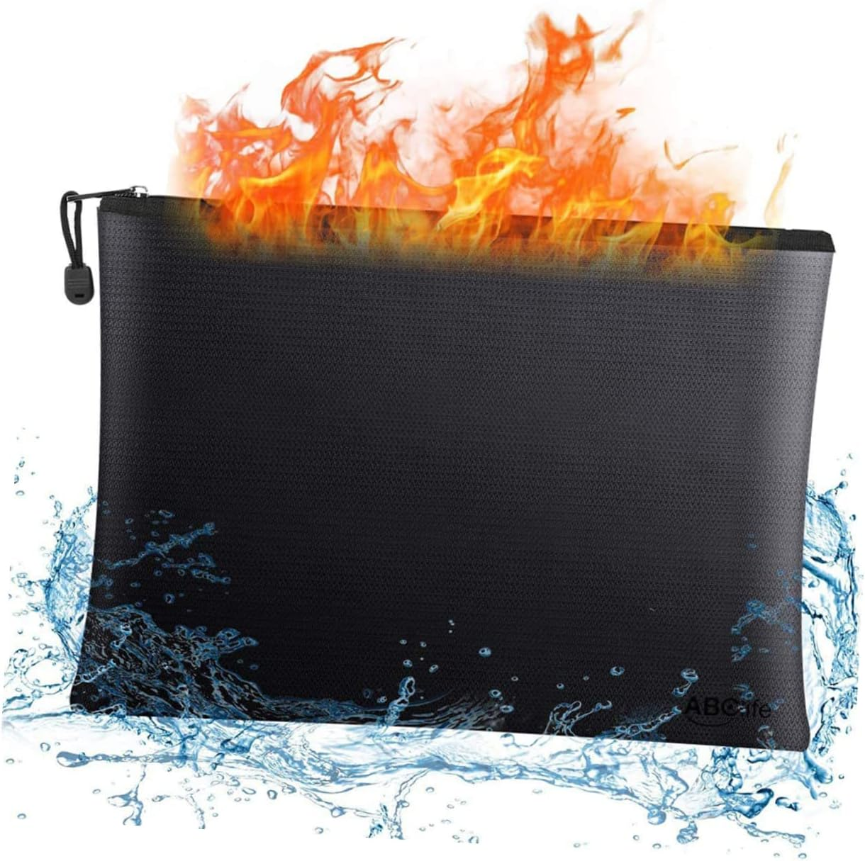 CAXUSD Fireproof Waterproof Money Bag Document Storage Pocket 29X20.5Cm Zipper for Important Papers and Valuables Home Office Safety image number 2