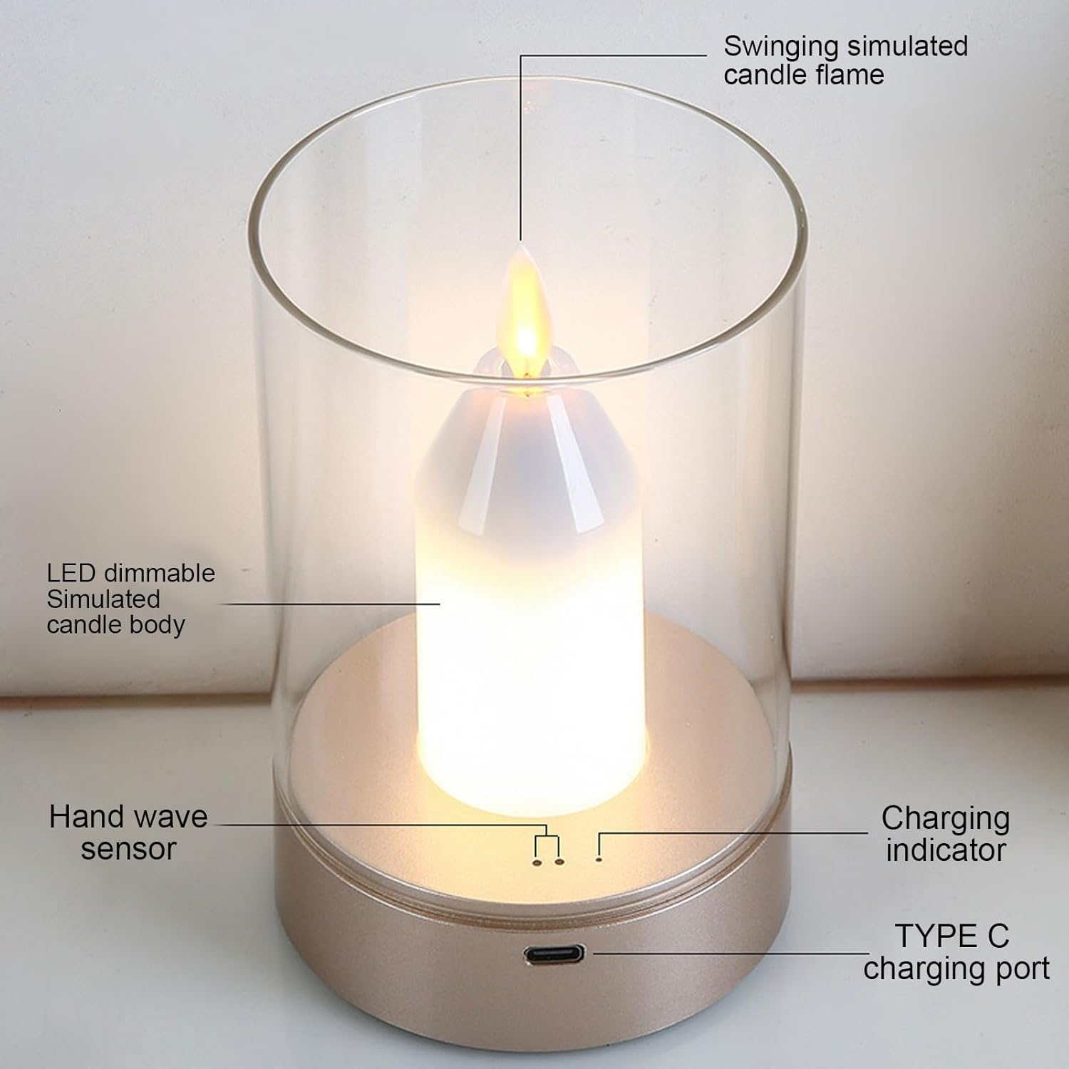 Sorandy Flameless LED Light Candle with Motion Sensor Gesture Control Rechargeable Battery Operated LED Candle Night Light Candlesticks for Home Decor Halloween Christmas Party image number 5