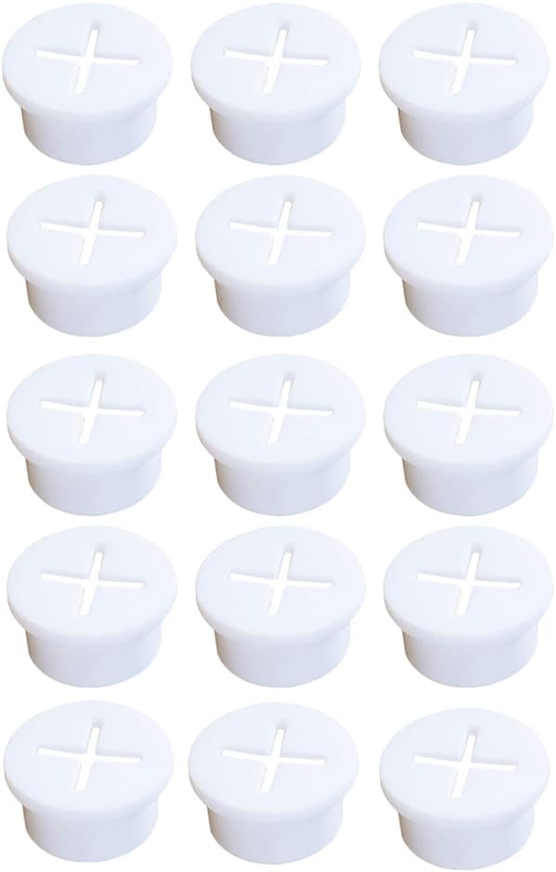 TEHAUX 15Pcs Desk Grommet Cord Wire Holders - Flexible White Cable Grommets for Furniture and Table Cable Management, Wall Pass through Included (White) image number 3