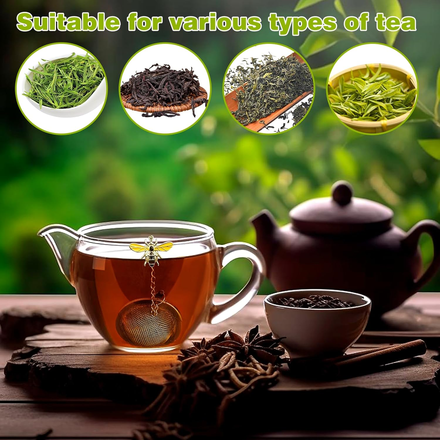 Stainless Steel Mesh Tea Infuser, 2.1 Inch Tea Ball with Honey Bee Pendant Tea Strainer Tea Diffuser Tea Steeper for Filtering Tea,Tea Infusers for Loose Tea (Bee, 2PC) image number 2