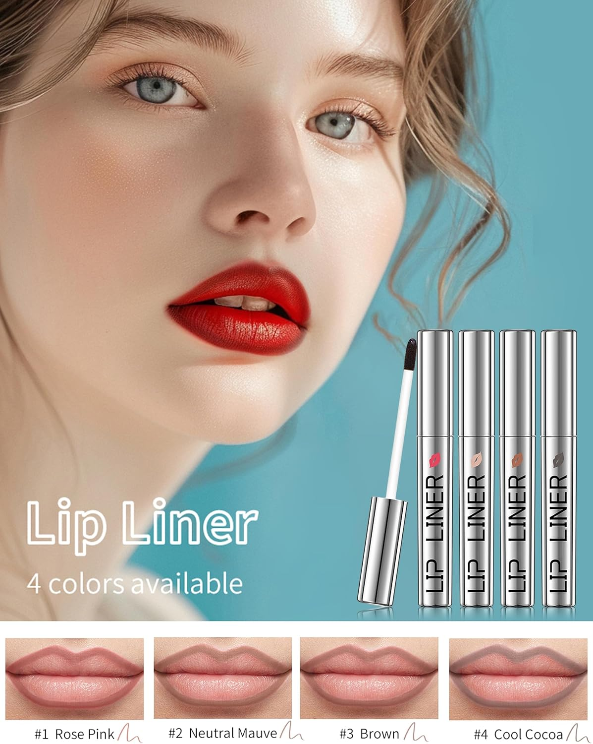 Erinde Peel off Lip Liner Stain with Tweezer, Matte Peel off Tattoo Lip Liner, Long Lasting Waterproof Lip Gloss, Transfer-Proof Highly Pigmented Color Lipliner #1 Rose Pink image number 6