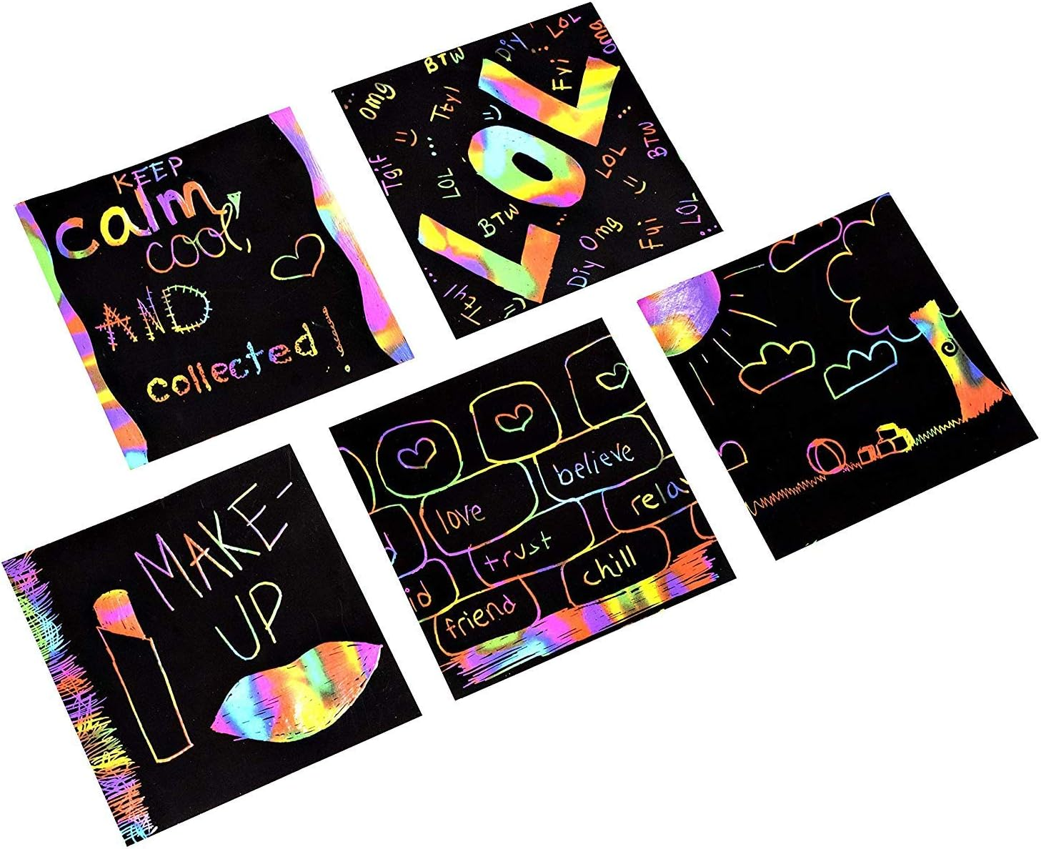 Scratch Art Kit &ndash; Magic Scratch off Notes & [2] Stylus Tools for Kids & Adults &ndash; 100 Black Paper Sheets &ndash; Create Colorful Rainbow Cards, Bookmarks, Notes, Pictures & Other Art without Ink image number 1