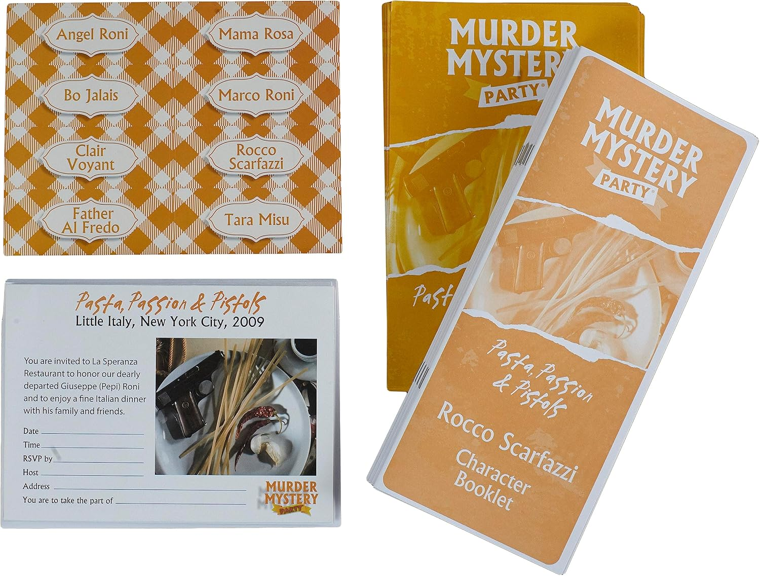 University Games - Pasta, Passion and Pistols Murder Mystery Party Game image number 1
