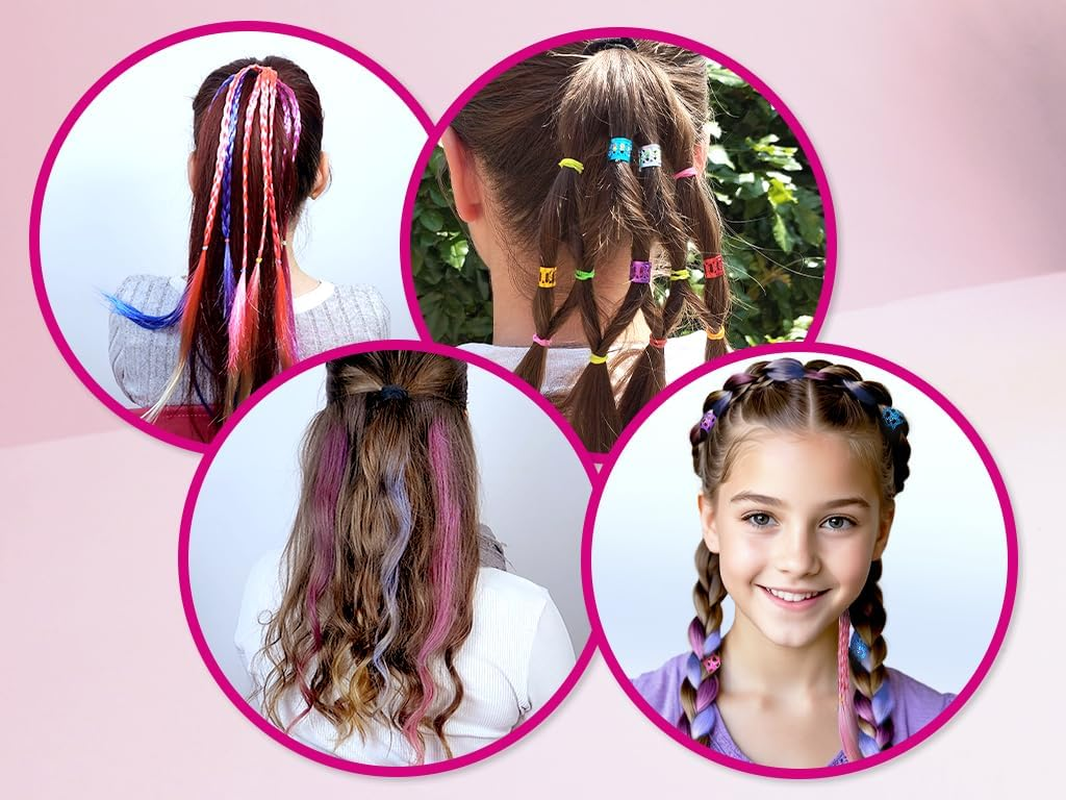 Tytoo Magic Hair Studio Hair Chalk Set for Girls with Colourful Hair Strands, Glitter Beads, Hair Bobbles Hair Clips, Complete Hair Styling Set for Children, Creative Gift for Birthday, Fancy Dress image number 5