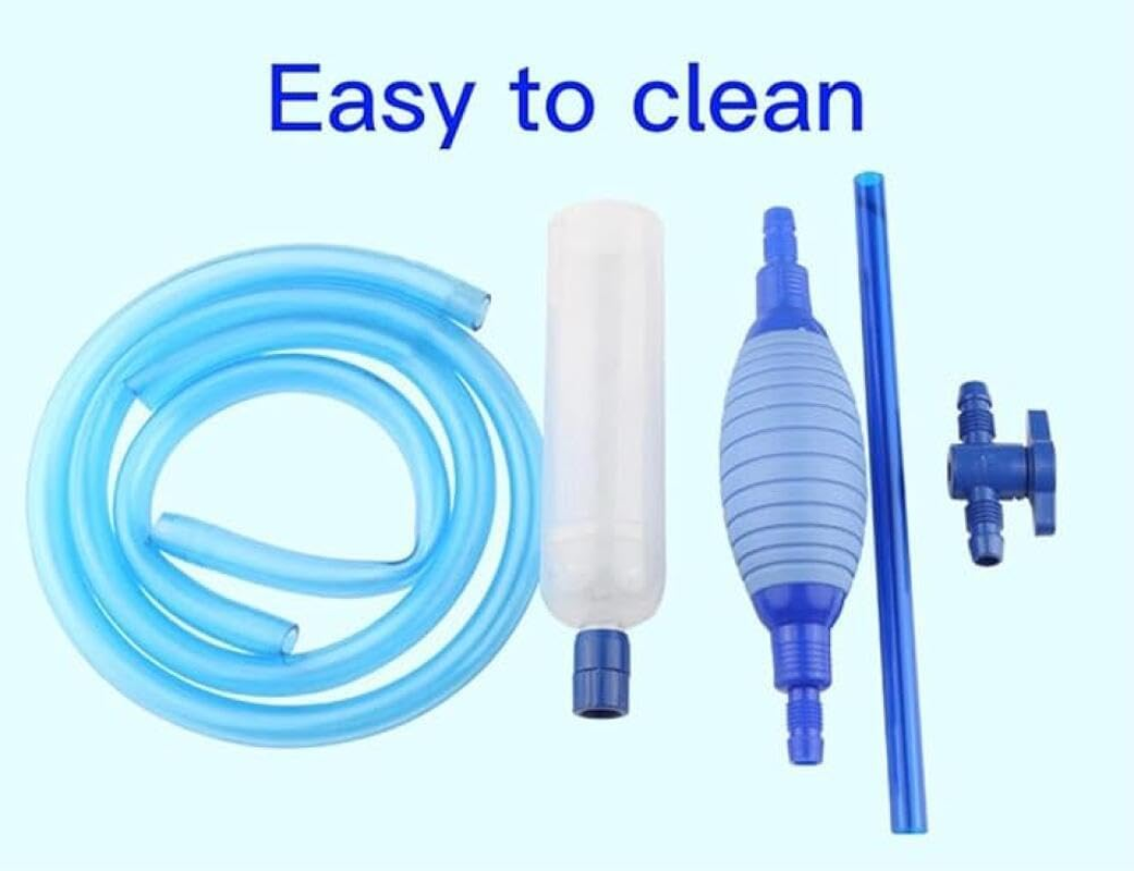 Fish Tank Cleaner, Aquarium Water Changer Gravel Filter Aquarium Siphon Vacuum Pump Water Changing Sand Washing Adjustable Water Flow with Inbuilt Strainer Outlet Valve Pumping Airbag