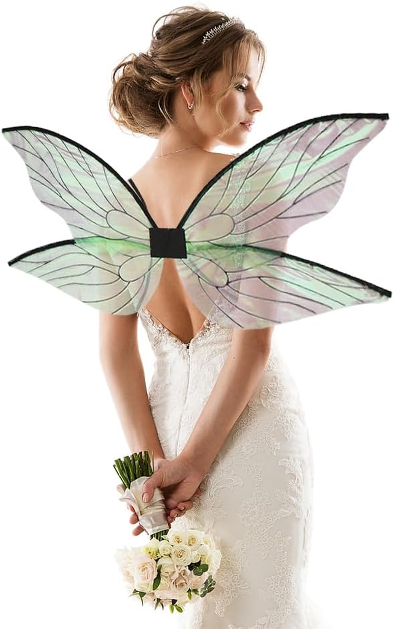 ALIBBON Fairy Wings Costume for Women Boys Girls, Butterfly Wings Princess Angel Elf Dress up Accessories for Halloween Party
