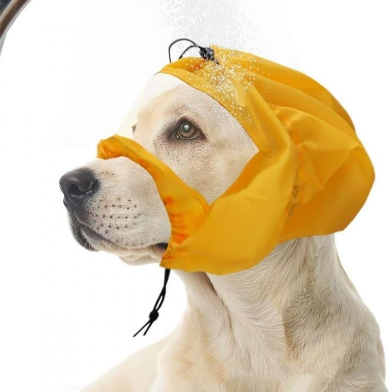 Dog Bath Cap Adjustable Waterproof Dog Ear Protection Bathing Cap Dogs Ears Headband Dogs Snood Rain Hat Dogear Covers for Bath Dogear Wrap for Show Rain for Puppy Pets Bath Protector (Yellow, 1 Pc)