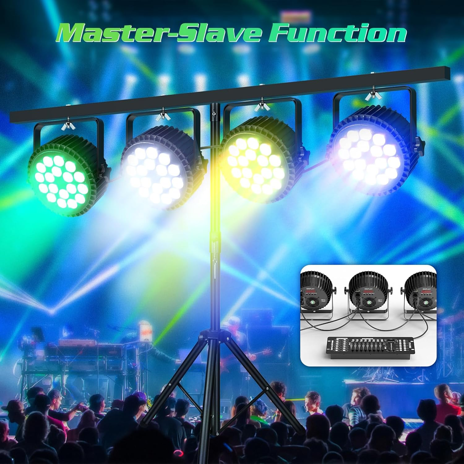 200W LED Par RGBW Stage Light Dmx512/Auto/Voice/Master-Slave Control Par Light Disco Effect Light, Infinite Color Mixing/Rainbow Effect for Party Bar Show Halloween Wedding image number 1