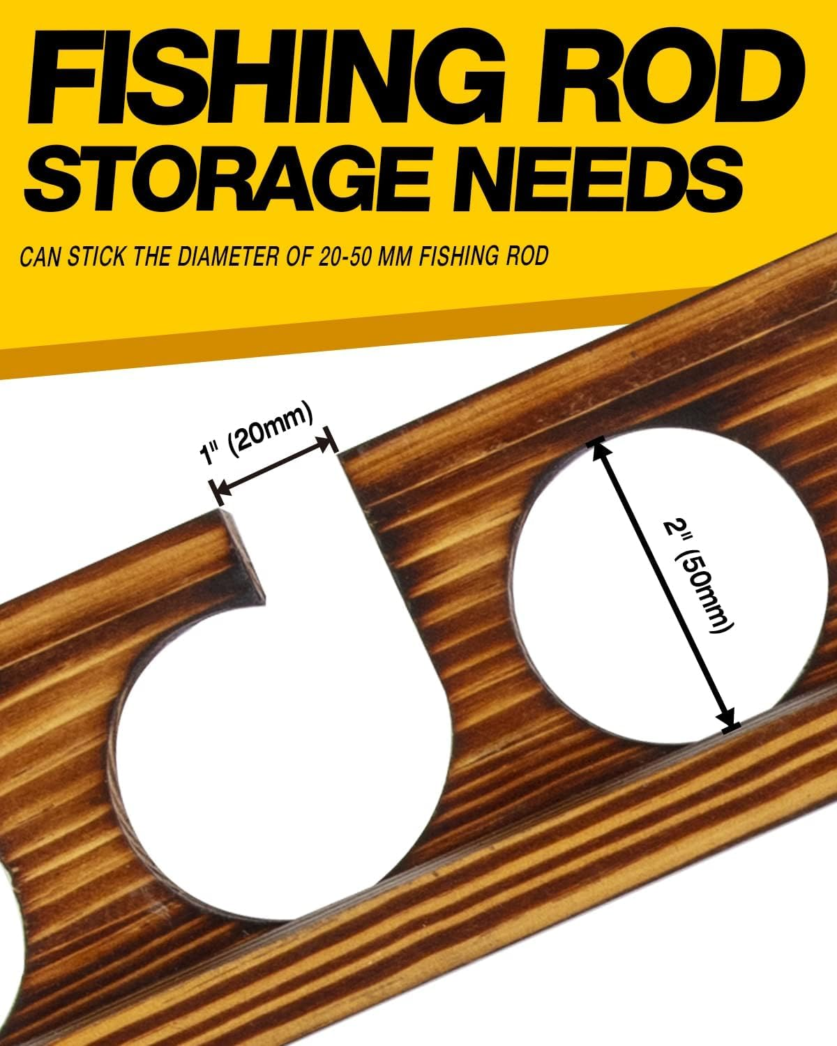 Ghosthorn 4 Sets Holds up to 24 Rods Fishing Pole Rod Racks Wall or Ceiling Mounted Fishing Rod Holders for Garage Storage Organizer Fishing Gear Equipment Gifts for Men Women image number 1