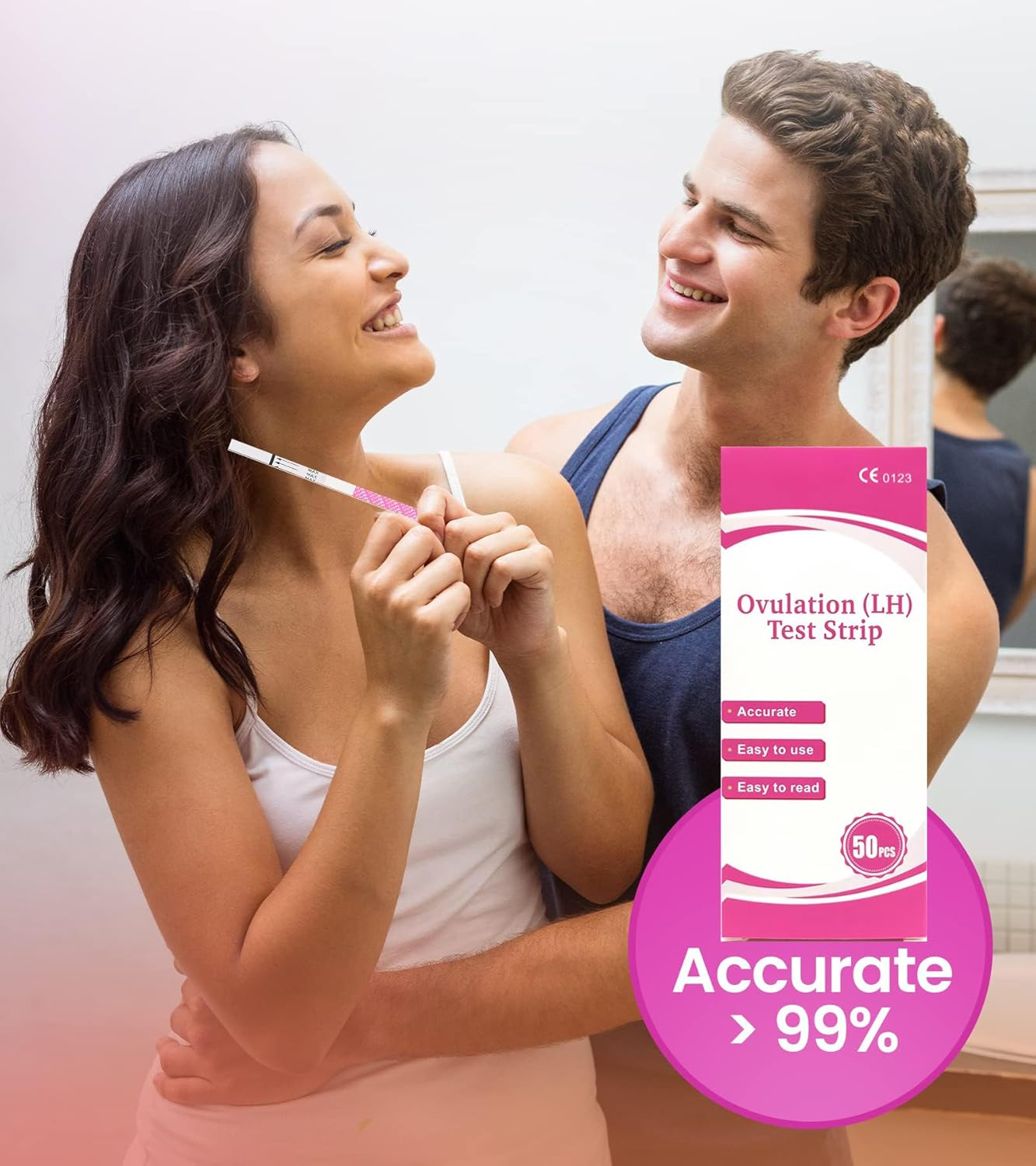 Ovulation Test Strips, 50 LH Ovulation Predictor Kit with 50 Collection Cups, over 99% Accurately Track Ovulation Test image number 5