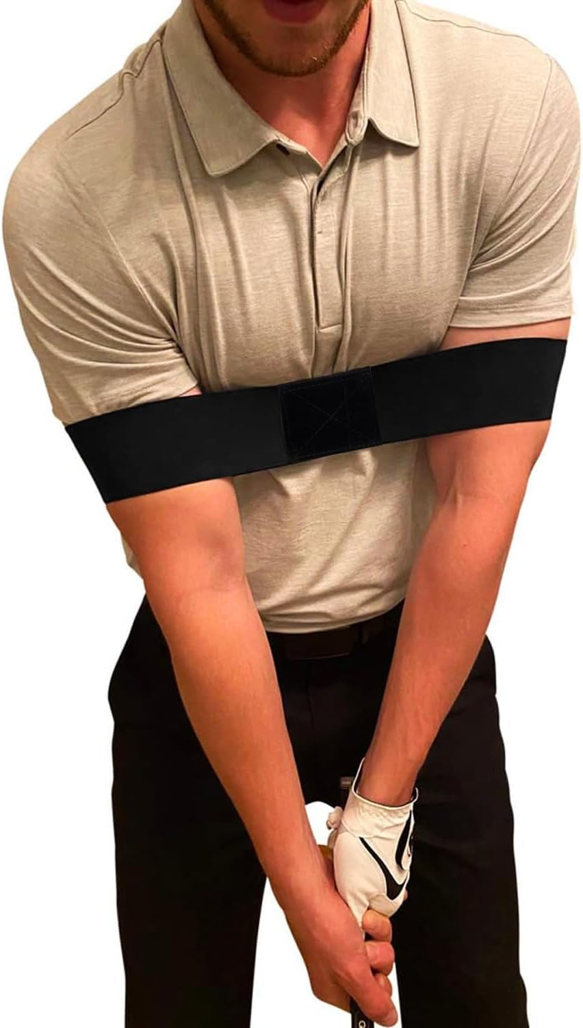 Golf Swing Training Aid Arm Band - Swing Correcting Arm Band, Posture Trainer & Alignment Tool, Easy Golf Practice Aid for Beginners, Posture Trainer Corrector Tool, Perfect Golf New Golfers - Black image number 2
