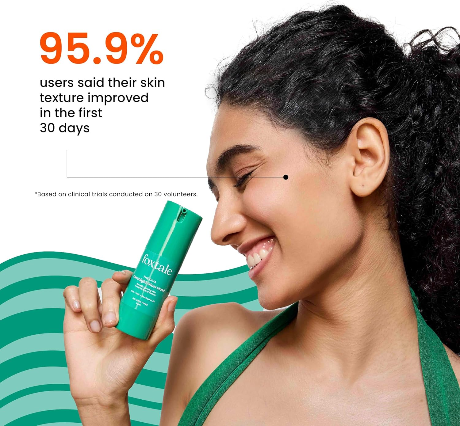 Foxtale 2% Glycolic + 2% Lactic Acid Overnight Glow Facial | 30 Second Facial for Salon like Brightening | for Clear, Smooth, Soft Skin | Men & Women | 30 Ml, Green, 30 G (Pack of 1)