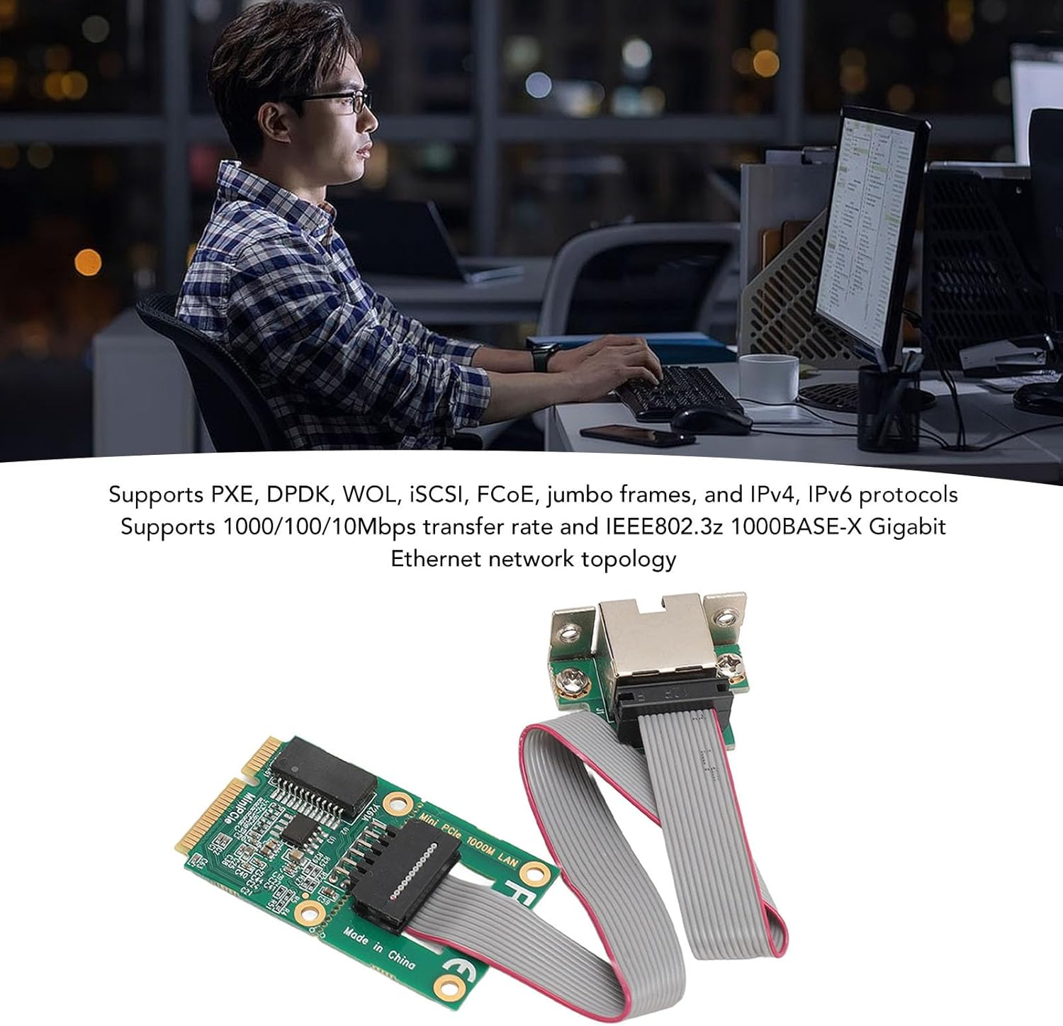 1000M RJ45 Adapter, Pcie Network Card, Mini Pcie Network Controller Card with M.2 a and E Slot, for 10 Freebsd, 8, Mini PCI E Network Card image number 1
