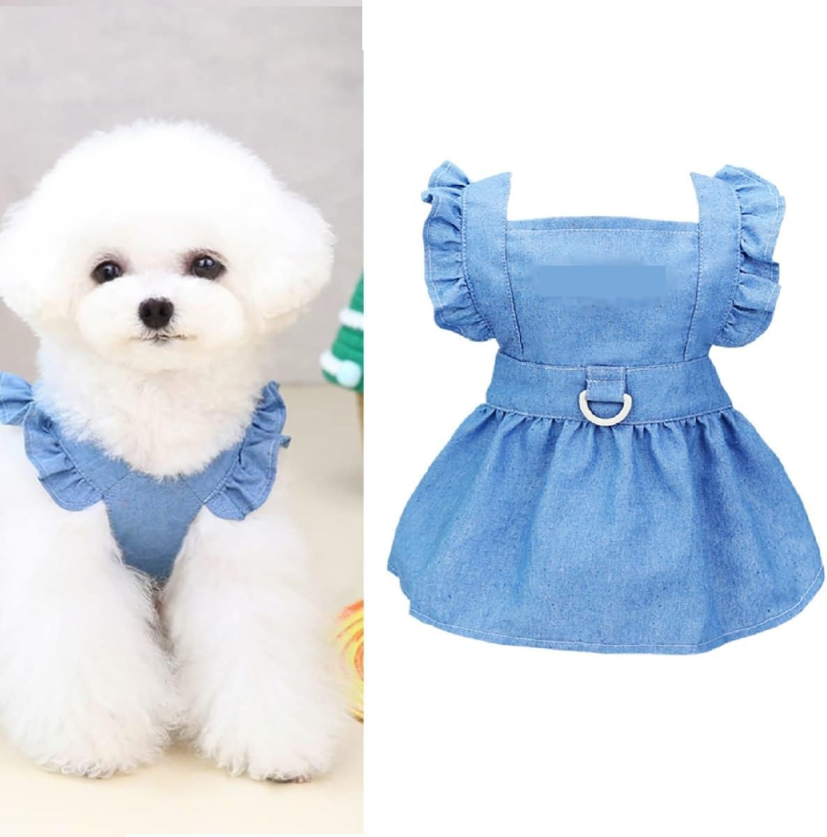 Dog Dress Puppy Luxury Skirt Dog Clothes Princess Dresses Wedding Evening Dress Tutu Skirt Denim Skirt for Small Dog Light Blue (Light Blue, S) image number 4