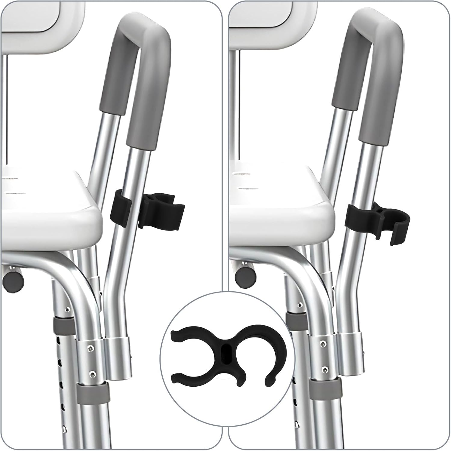 2Pcs Shower Head Holders, Universal Shower Head Holder Bath Chair Showers Holder Attachment for Elderly Disabled Users Accessories for Bath Stool Transfer Bench Showers image number 4