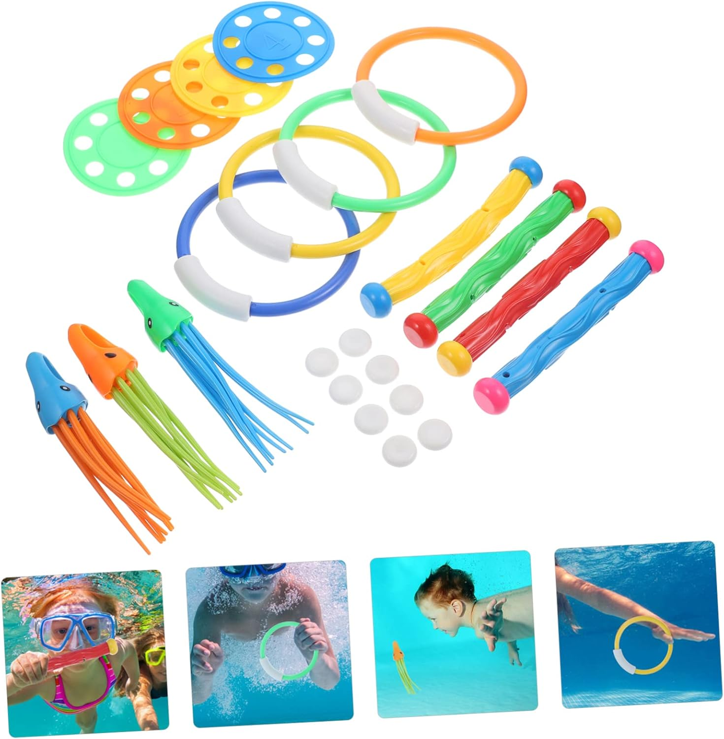 Swimming Pool Toys Kids 15 Piece Set Dive Diving Training Toys for Water Play