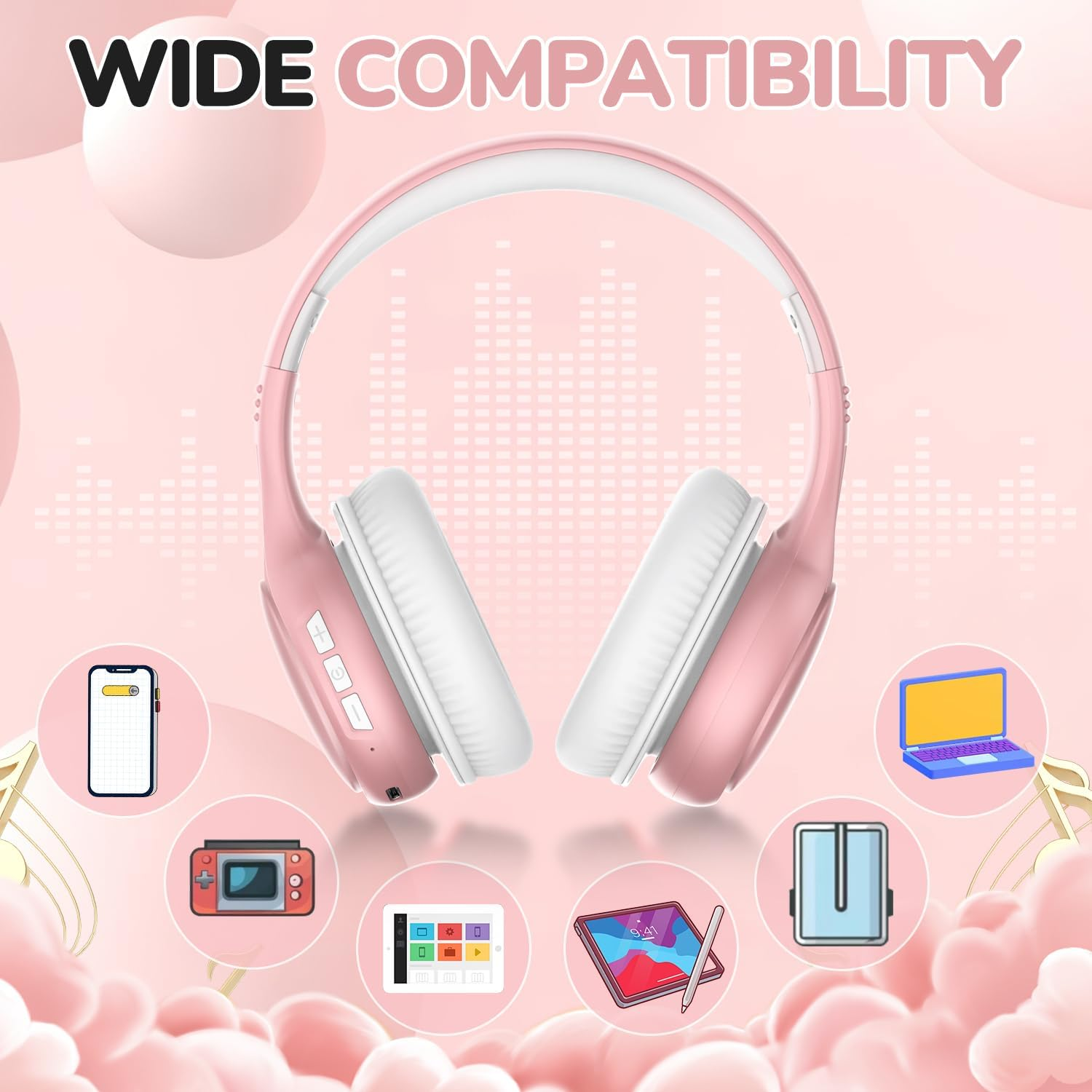 Joyspark Children'S Bluetooth Headphones, 60 Hours Playback Time, Bluetooth 5.4 Wireless Children'S Headphones, Type-C Quick Charge, 85/94 Db Volume Limit, Foldable Headphones Children with Microphone - Black Red image number 7