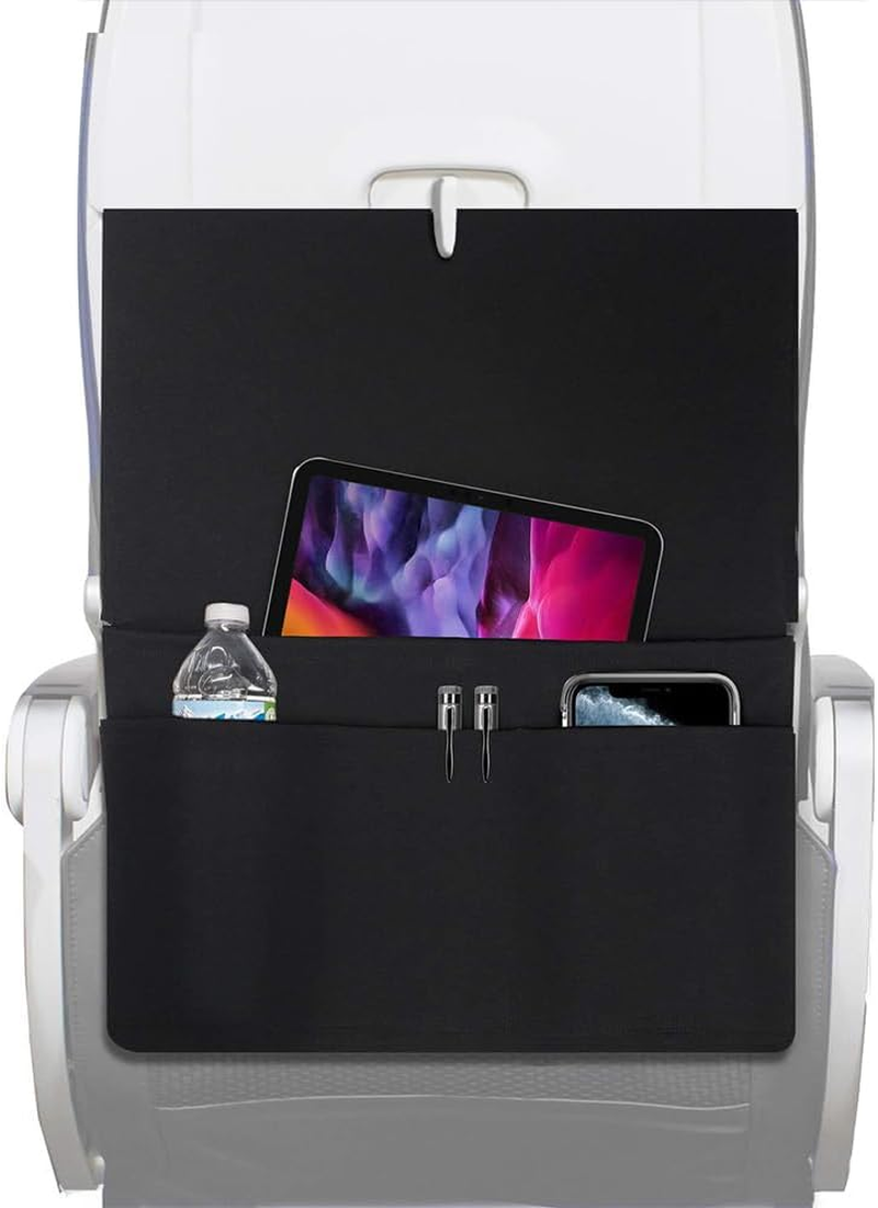 QOOWFEANIG Airplane Pocket Organizer, in Flight Seat Back Organizer Bag,Tray Table Cover,Airplane Tray Table Cover with Pocket Organizer,Media Pouch for Flying image number 2