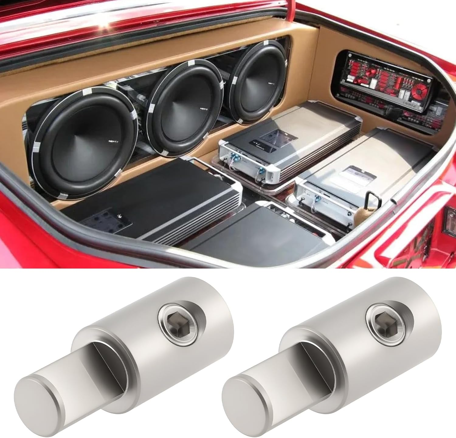 Emagtech 4Pcs Car Stereo Audio Wire Reducer 1/0 Gauge Power Ground Wire Pin for Most Cars Amp Input image number 2